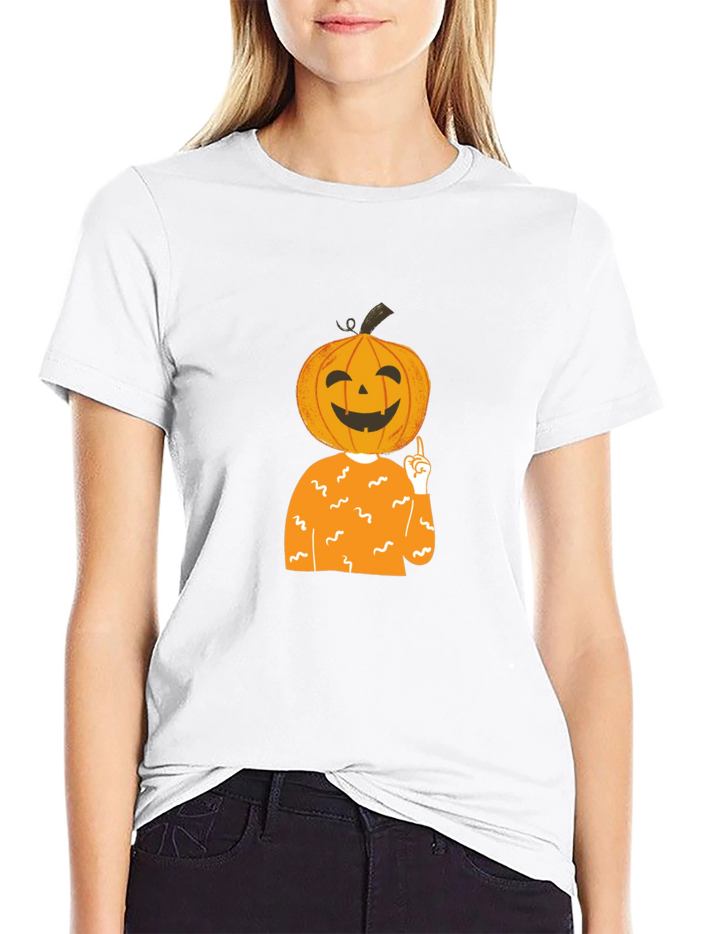 Pumpkin Head Halloween T-Shirt - Black