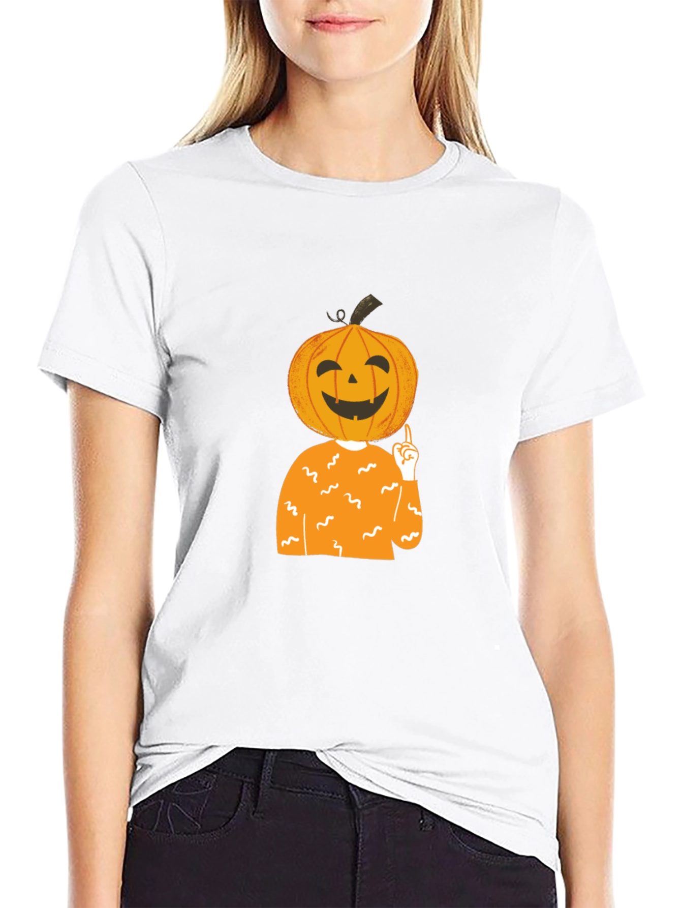 Pumpkin Head Halloween T-Shirt - Black