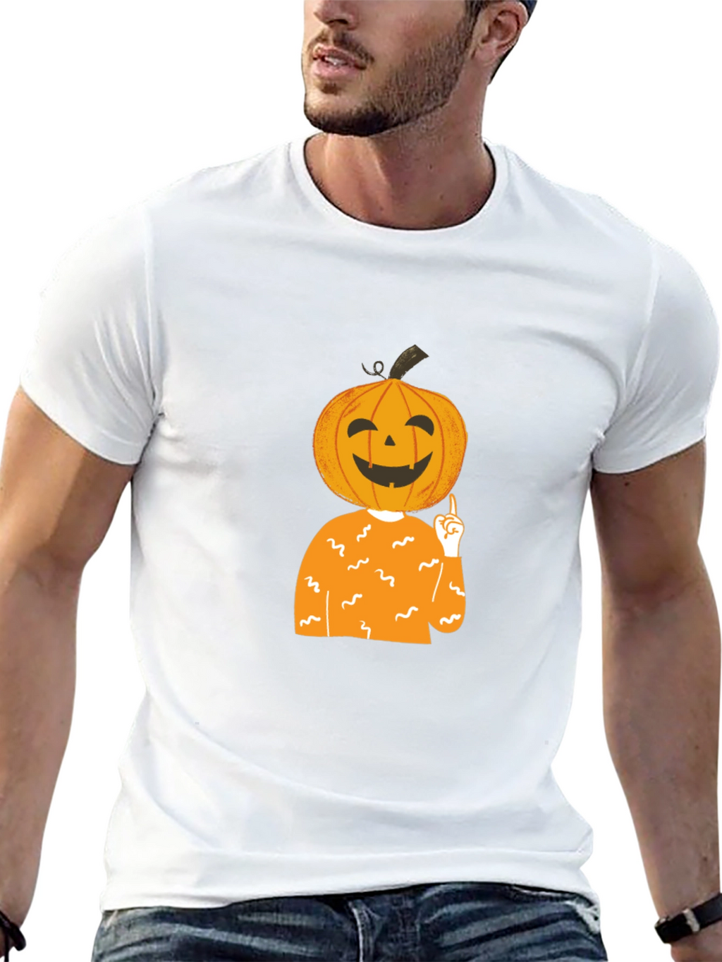 Pumpkin Head Halloween T-Shirt - Black