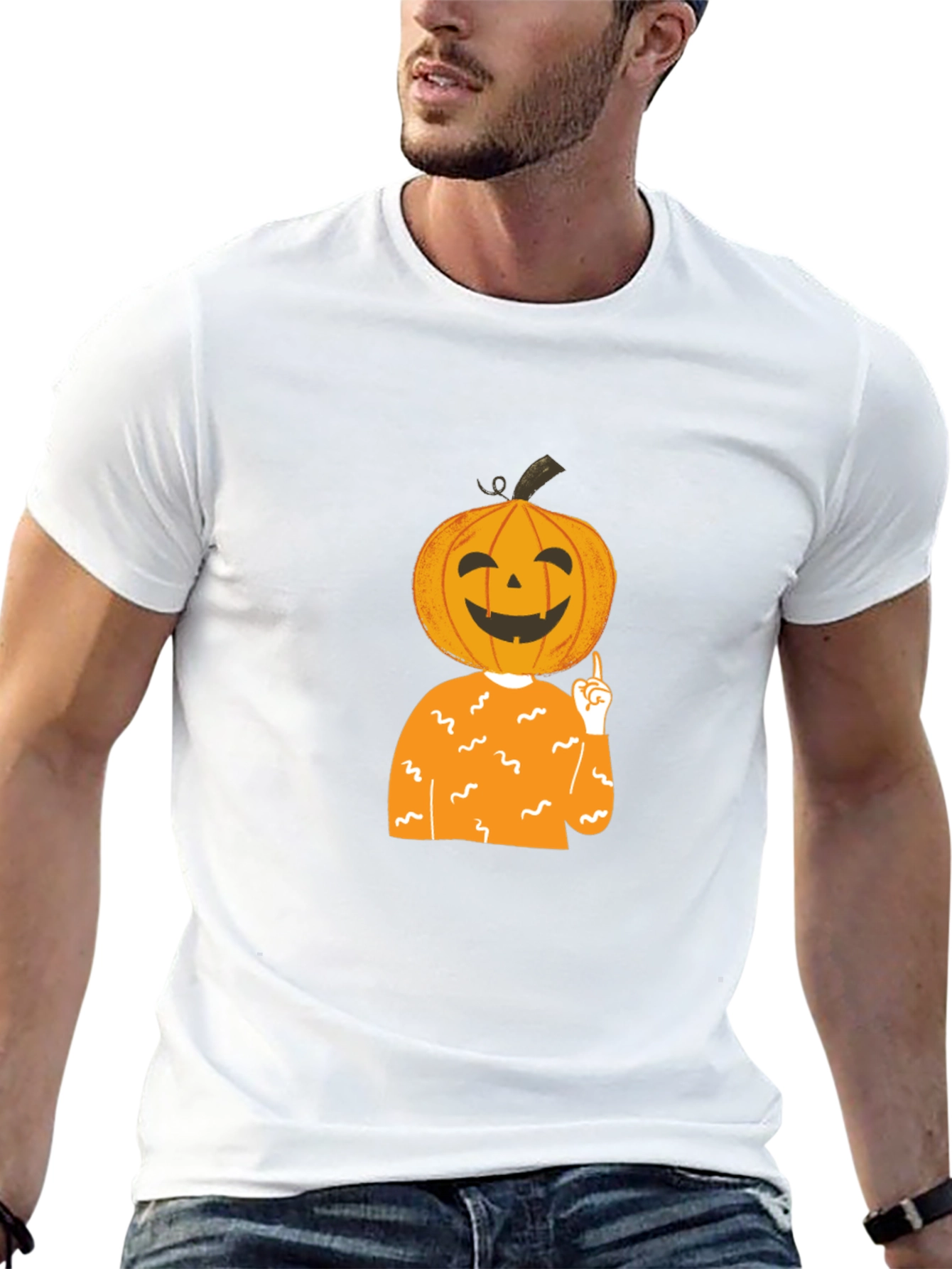 Pumpkin Head Halloween T-Shirt - Black
