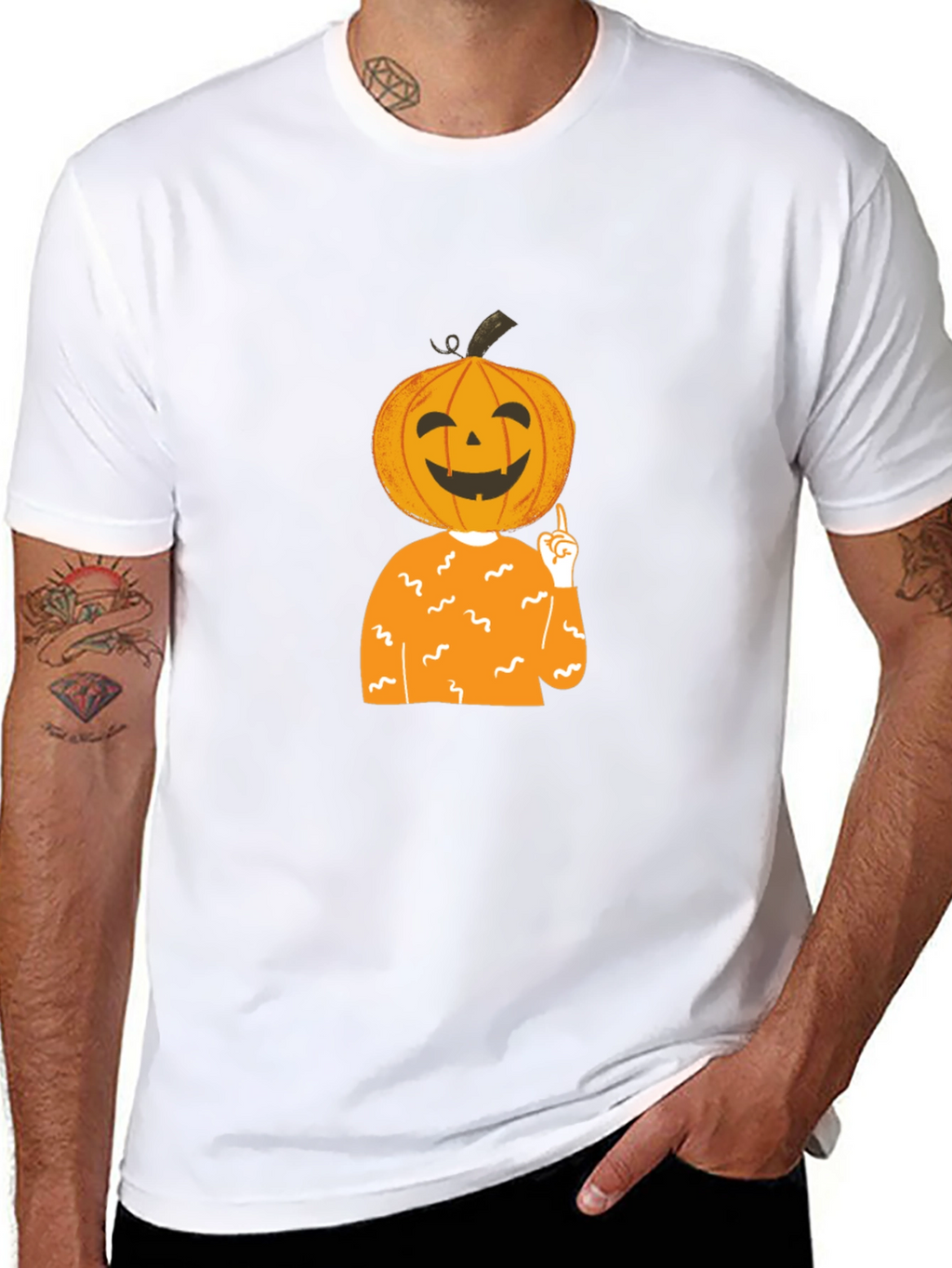 Pumpkin Head Halloween T-Shirt - Black