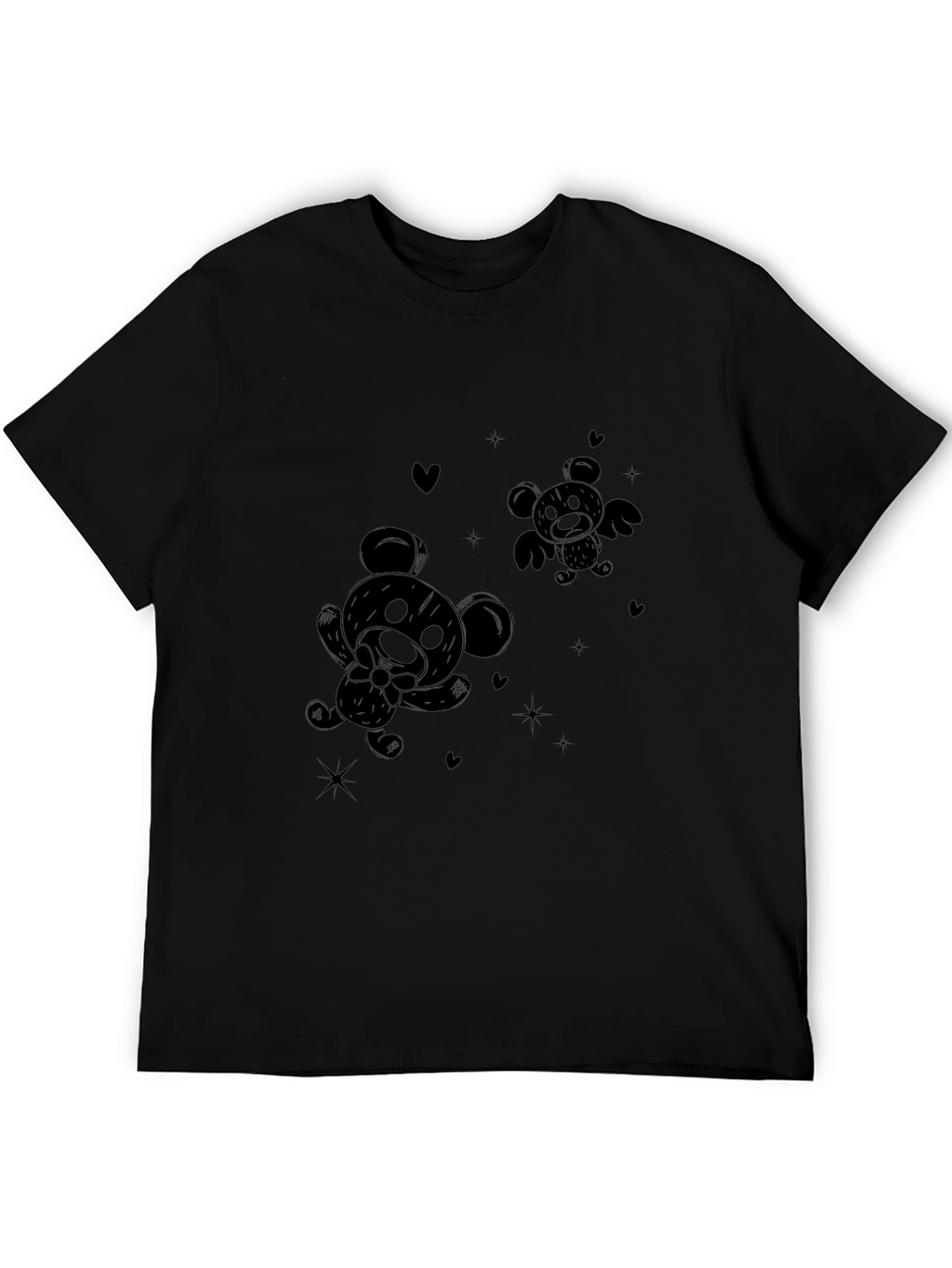 Cute Cartoon Bear Black T-Shirt