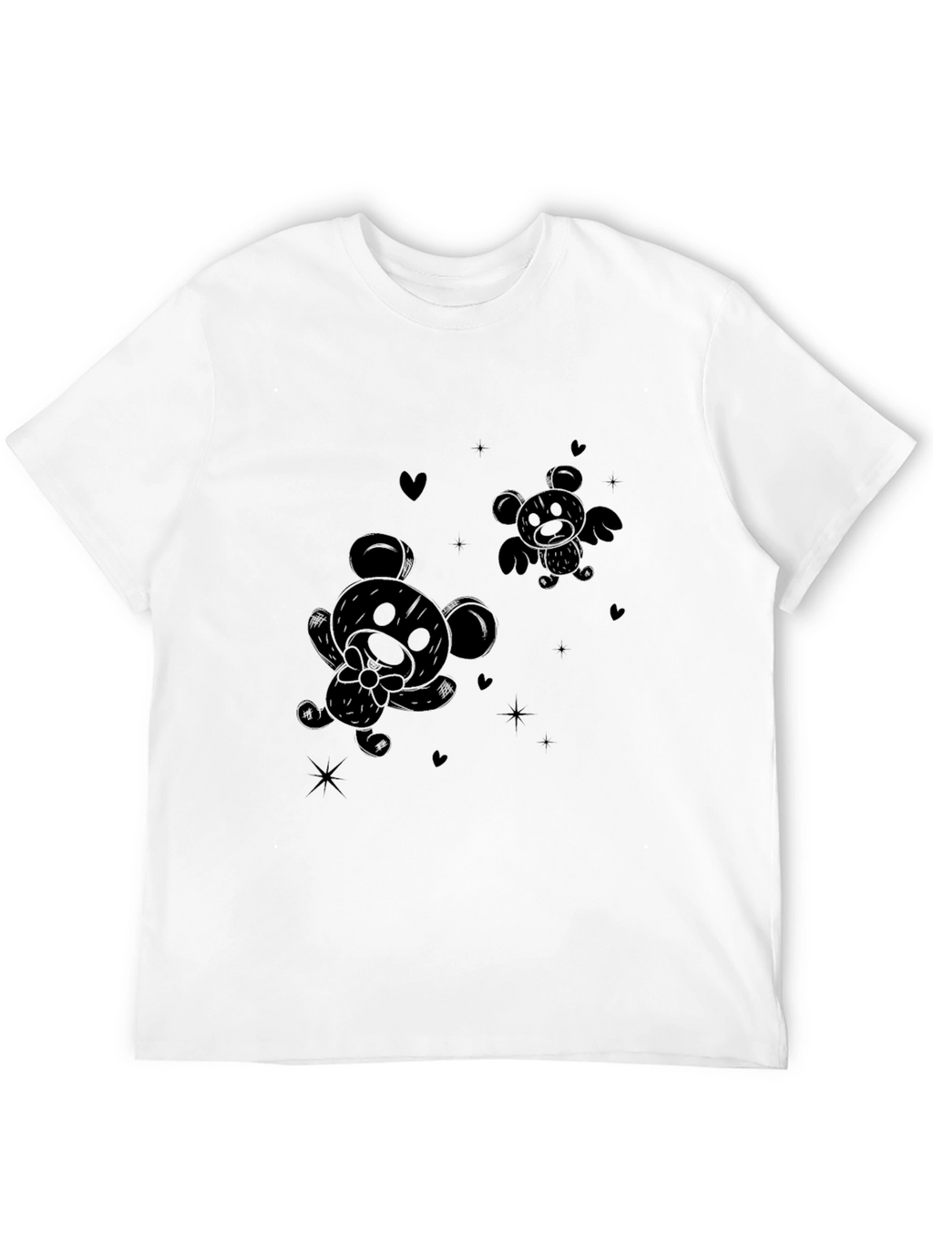 Cute Cartoon Bear Black T-Shirt