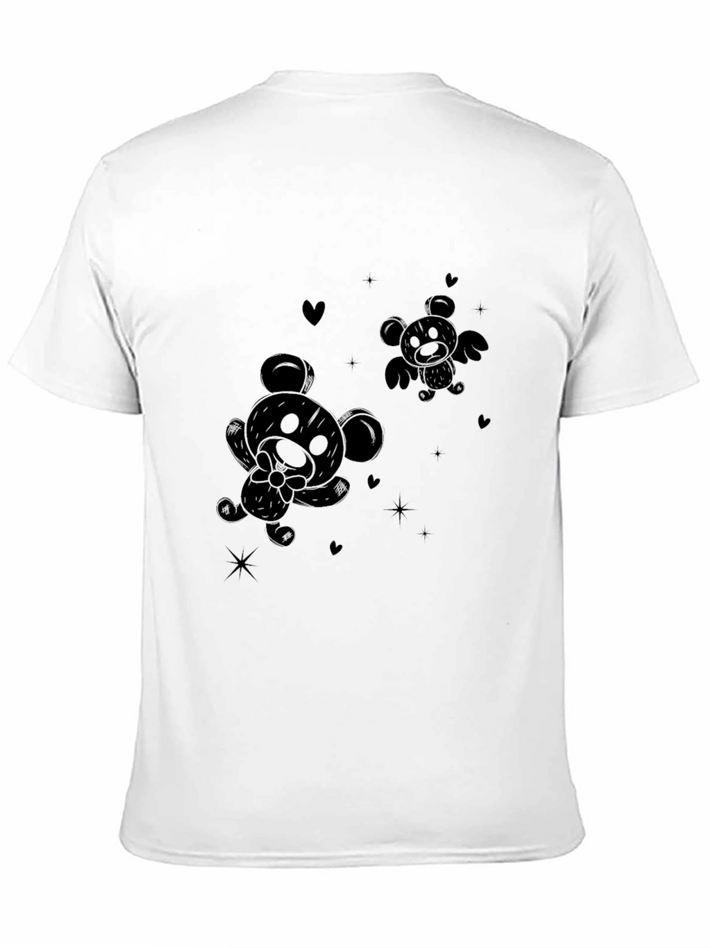 Cute Cartoon Bear Black T-Shirt