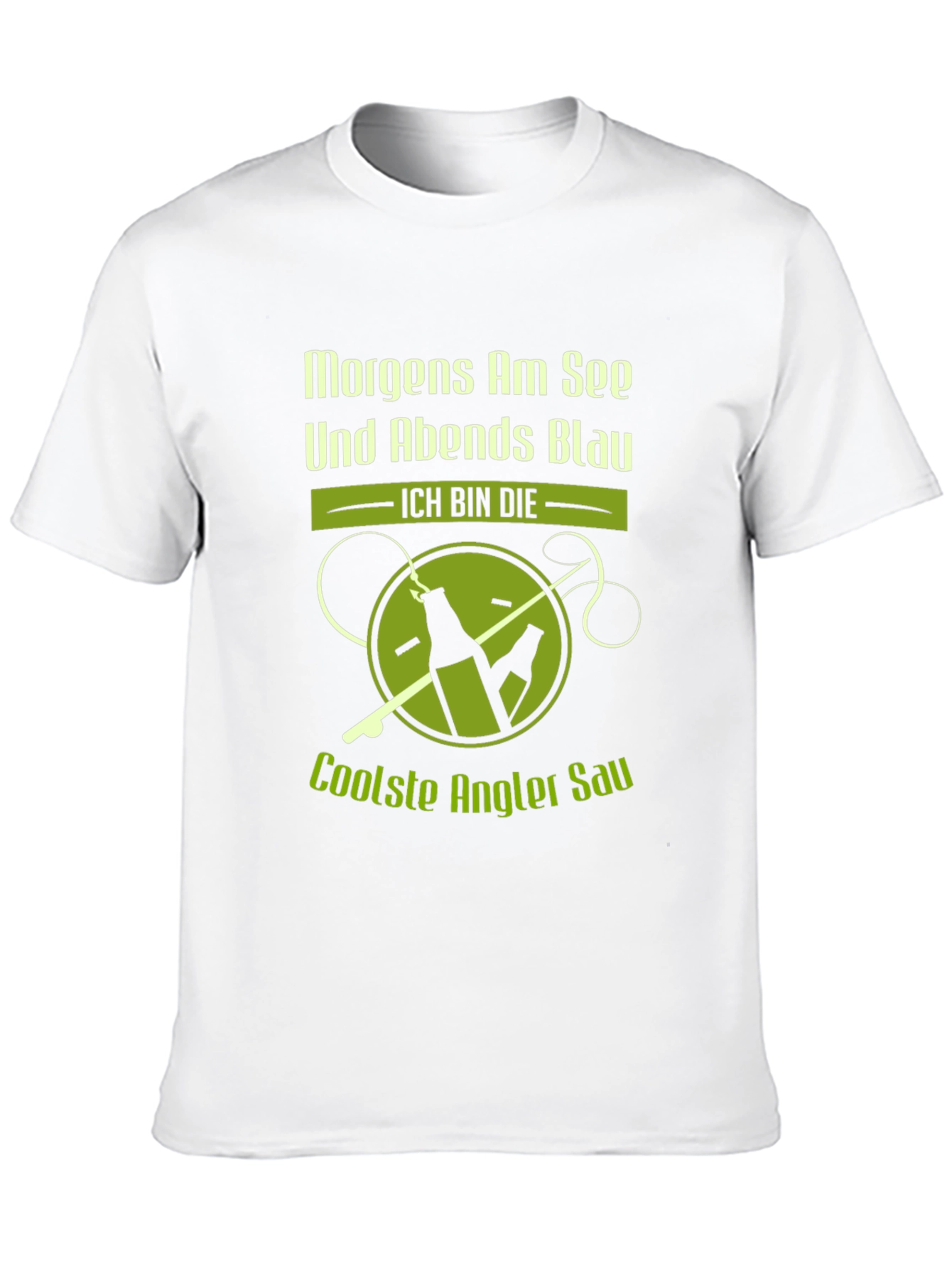 Fishing Humor T-Shirt - Morgens Am See Und Abends Blau