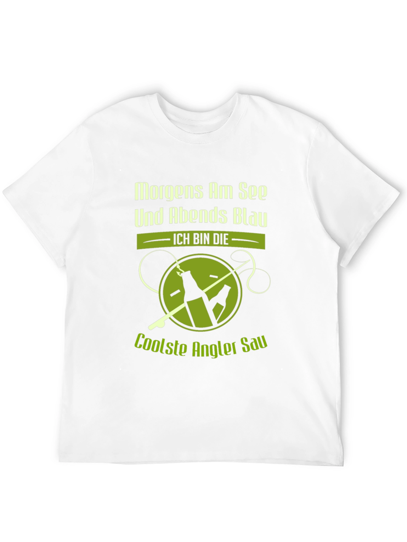 Fishing Humor T-Shirt - Morgens Am See Und Abends Blau