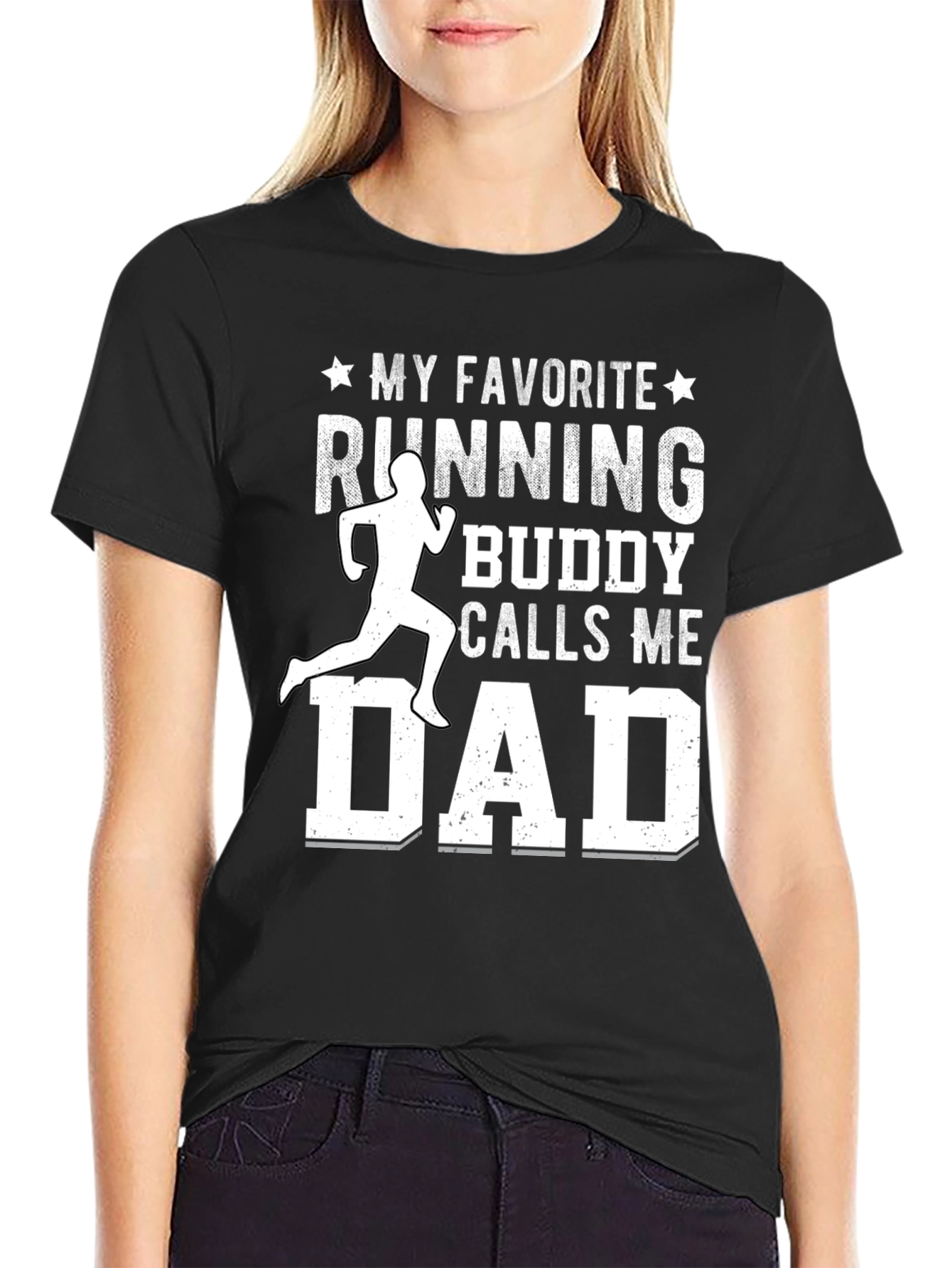 Running Buddy Dad T-Shirt: My Favorite Running Buddy Calls Me Dad