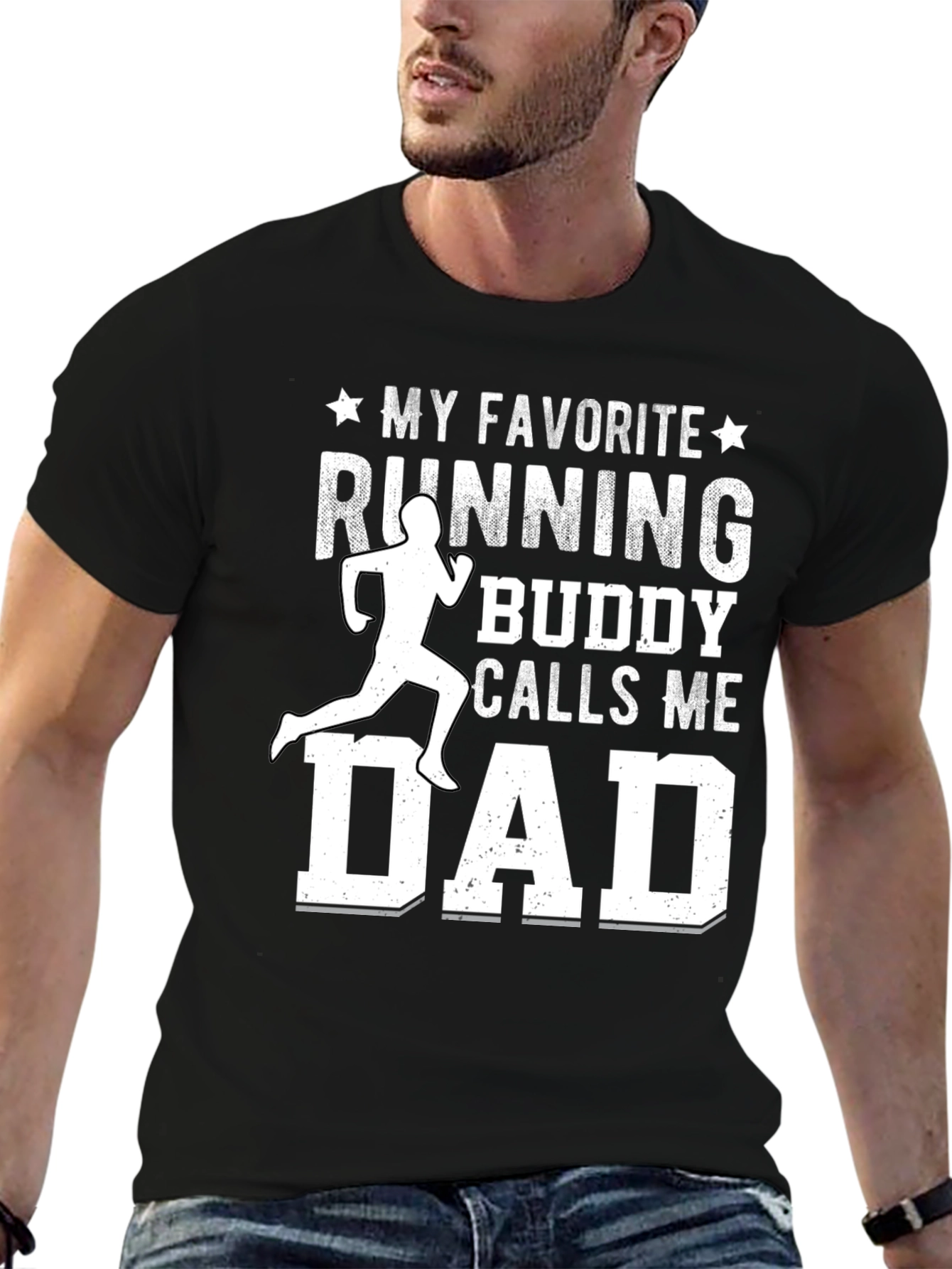 Running Buddy Dad T-Shirt: My Favorite Running Buddy Calls Me Dad