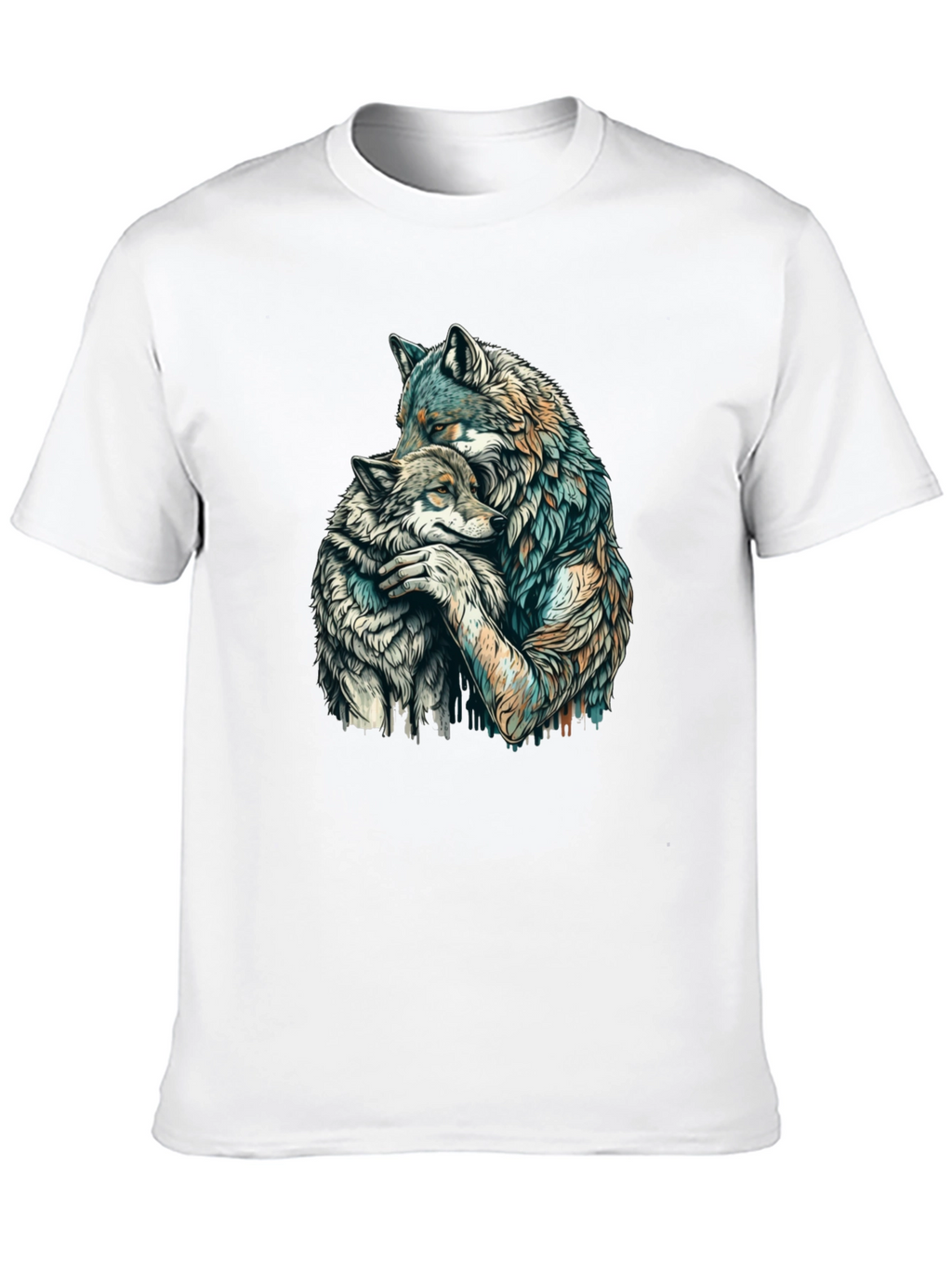 Wolf Hug Graphic Tee - Black Cotton Blend