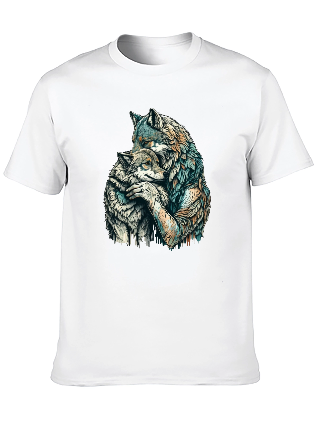 Wolf Hug Graphic Tee - Black Cotton Blend