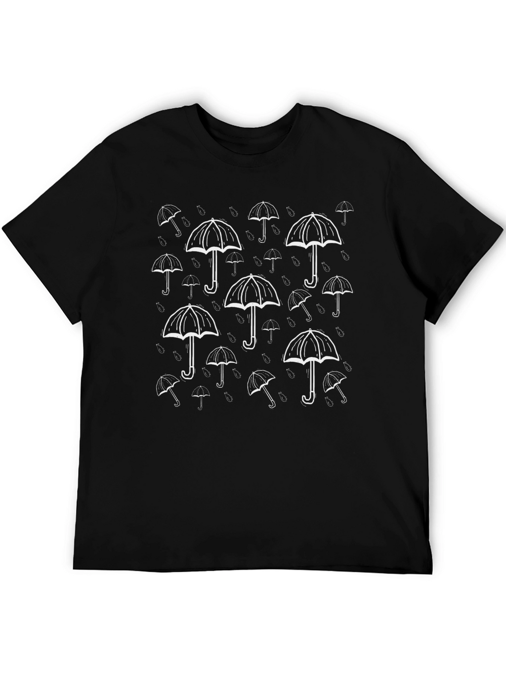 Stylish Black Umbrella Pattern Tee