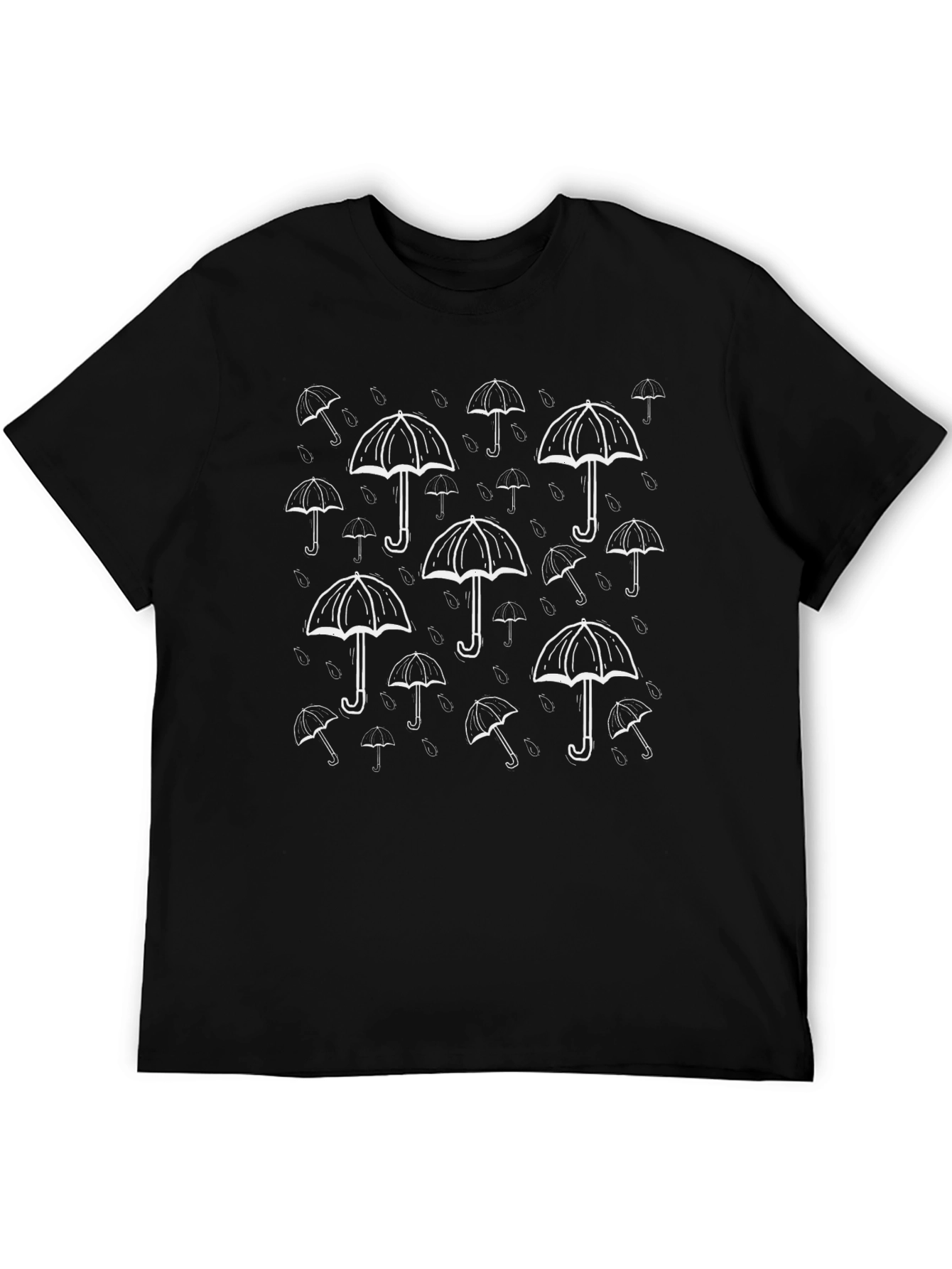 Stylish Black Umbrella Pattern Tee