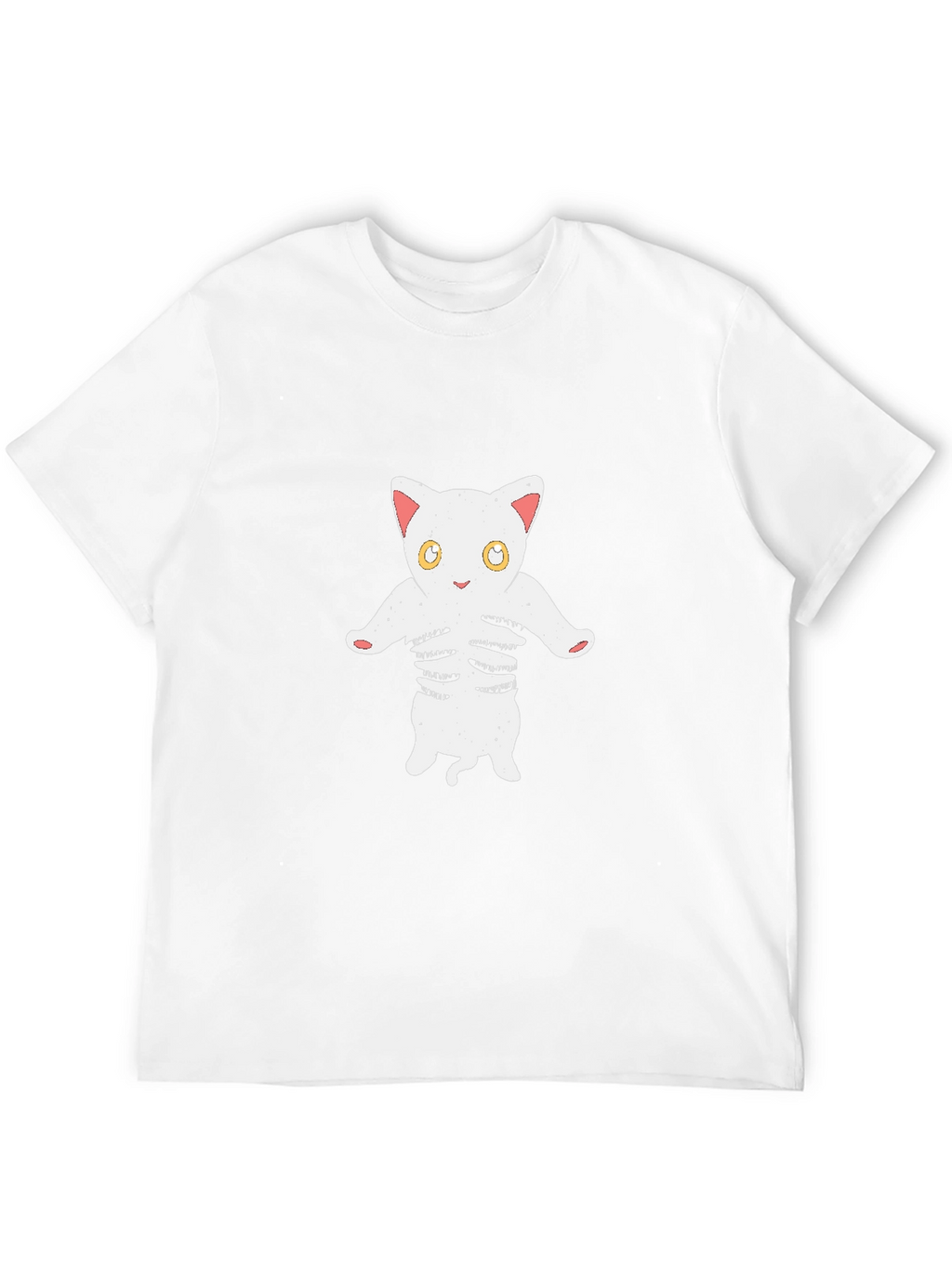 Cat Skeleton Graphic Tee - Black Cotton T-Shirt