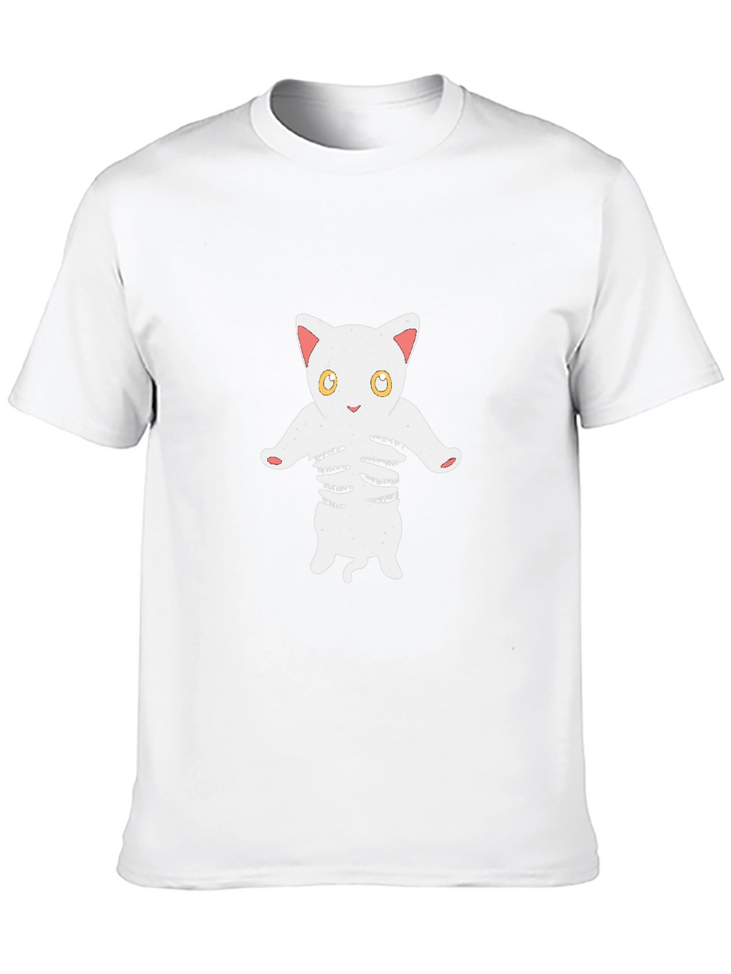 Cat Skeleton Graphic Tee - Black Cotton T-Shirt