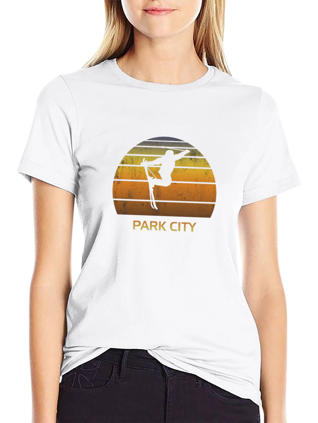 Park City Skiing T-Shirt - Sunset Design