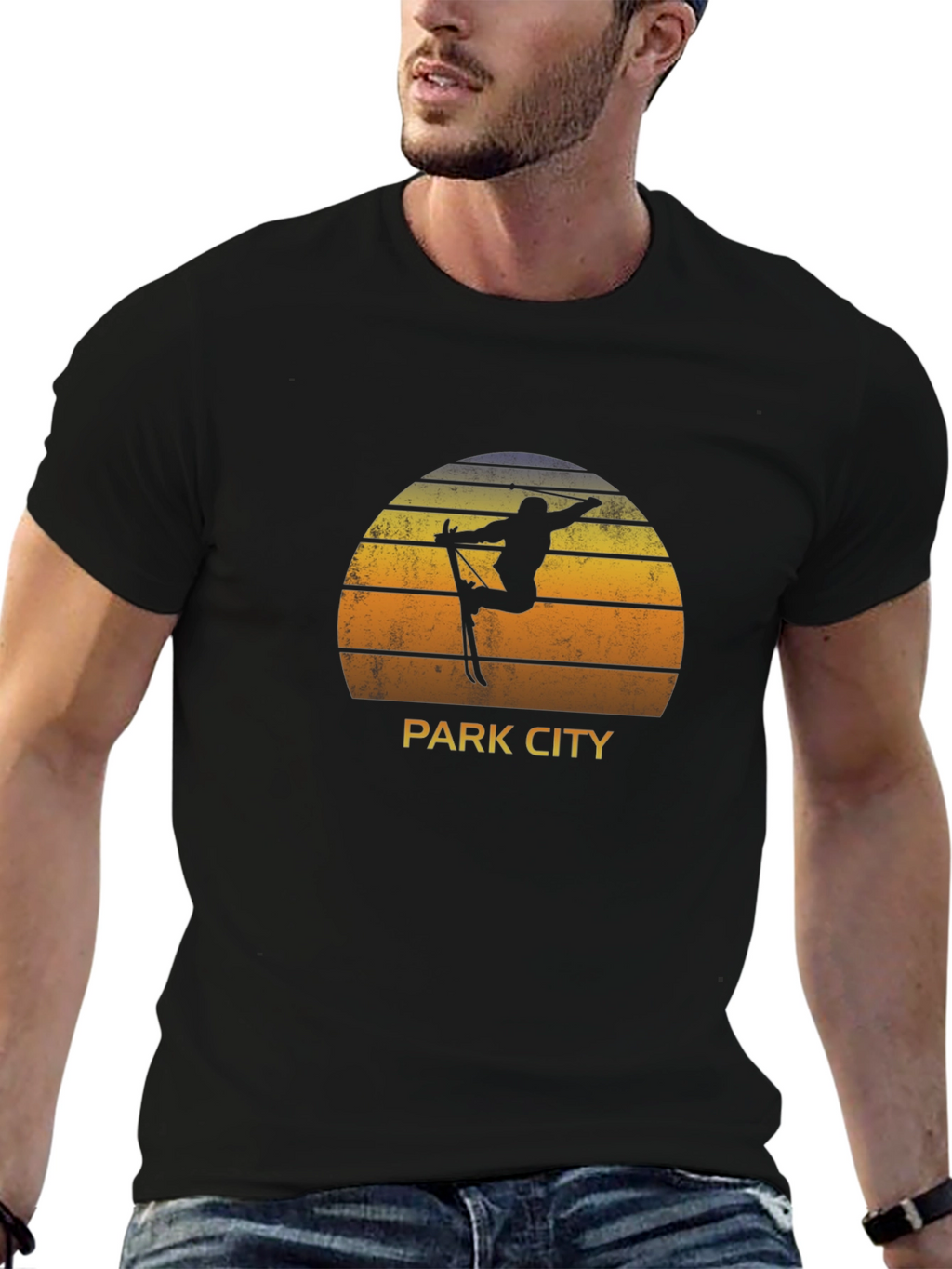 Park City Skiing T-Shirt - Sunset Design