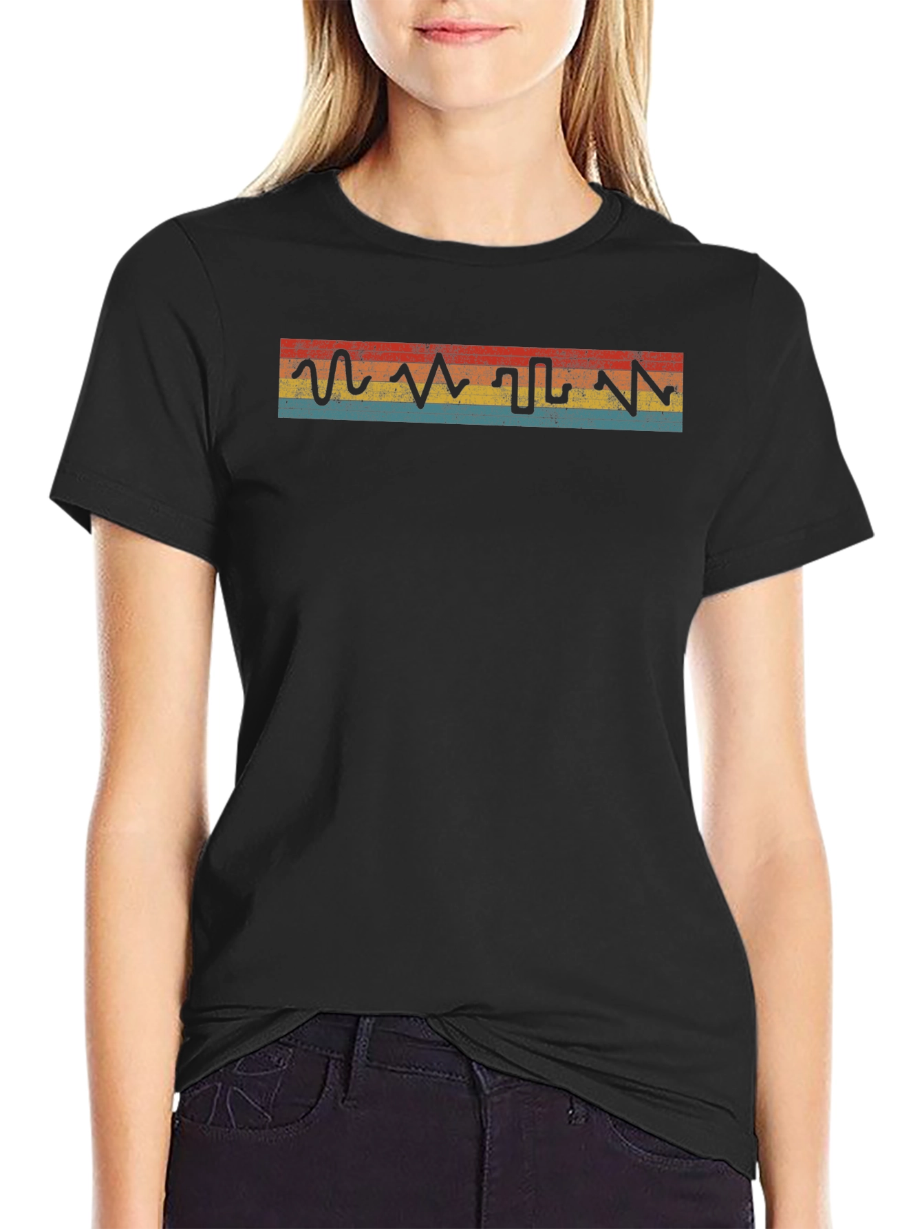 Retro Heartbeat Graphic Tee - Vintage Style T-Shirt