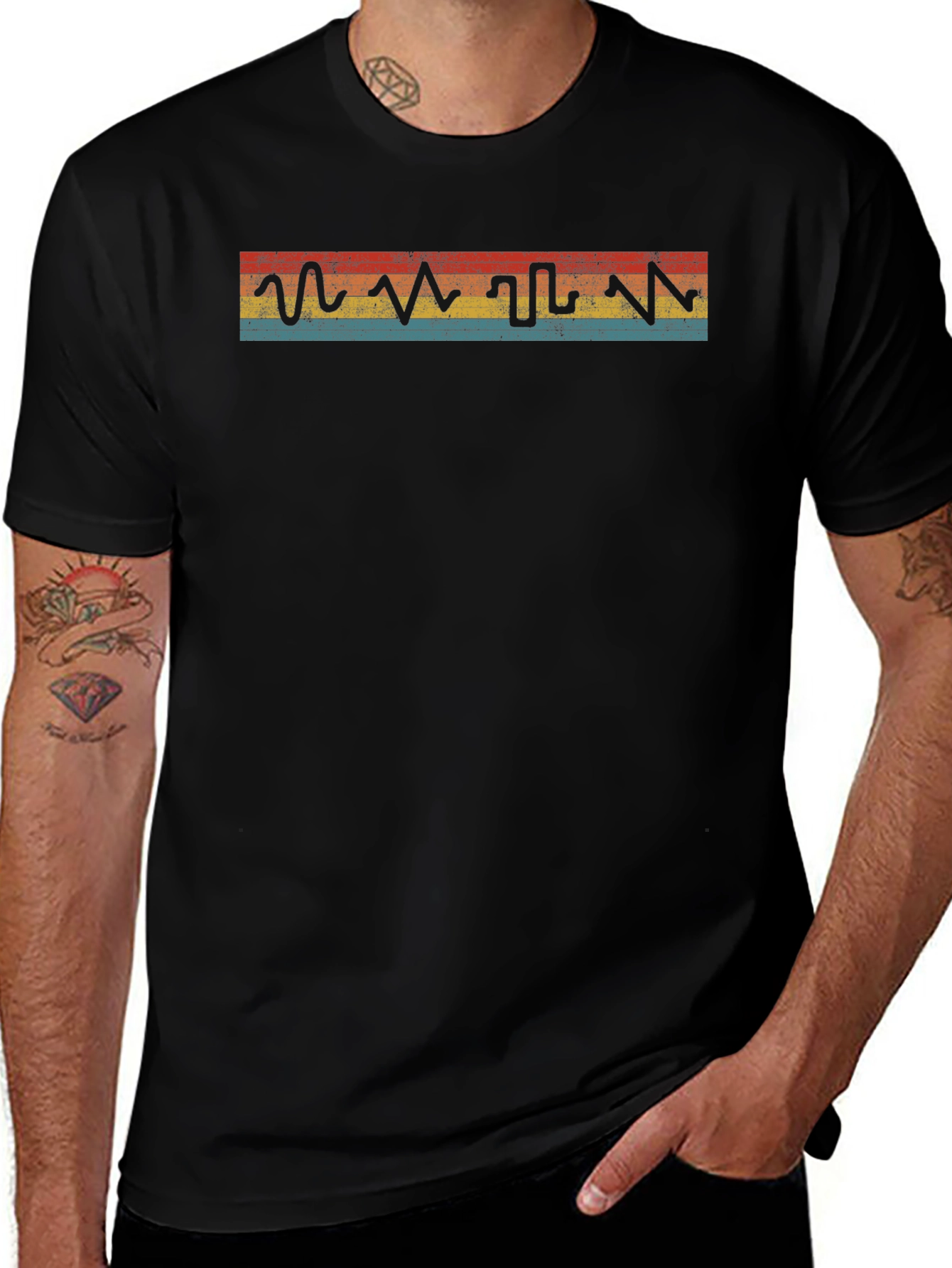 Retro Heartbeat Graphic Tee - Vintage Style T-Shirt