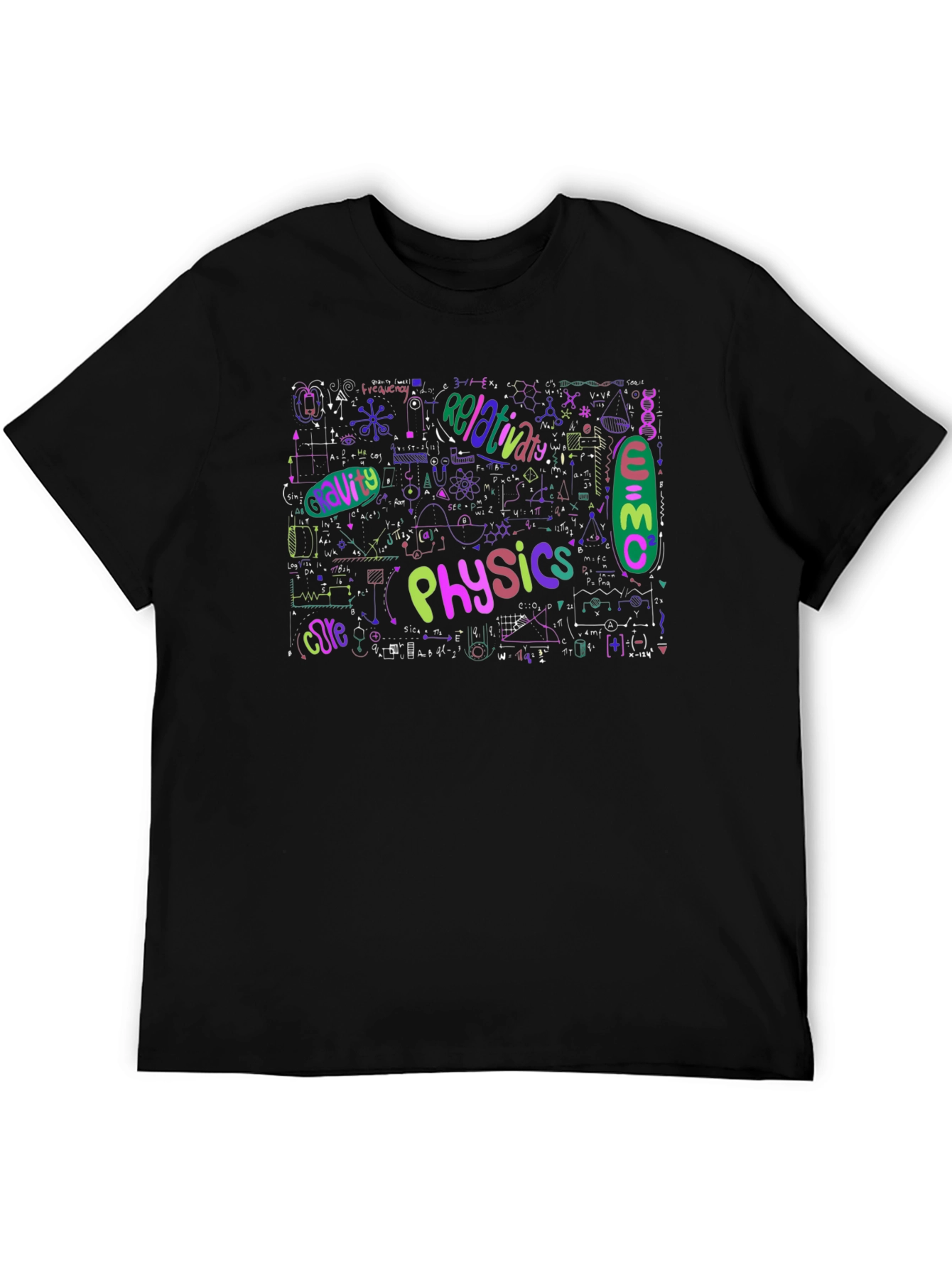 Physics Formula Graphic Print Black T-Shirt