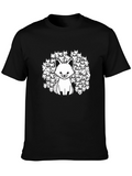 Black T-Shirt with Fox and Fox Face Design