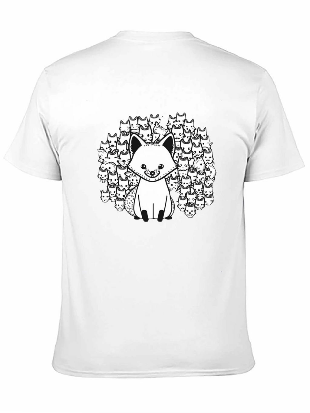 Black T-Shirt with Fox and Fox Face Design