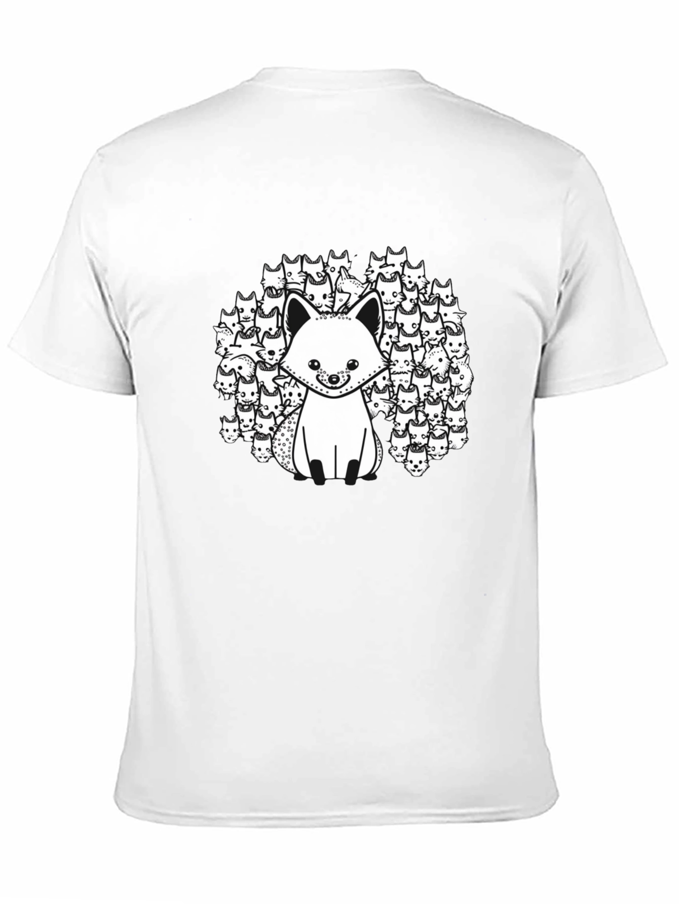 Black T-Shirt with Fox and Fox Face Design