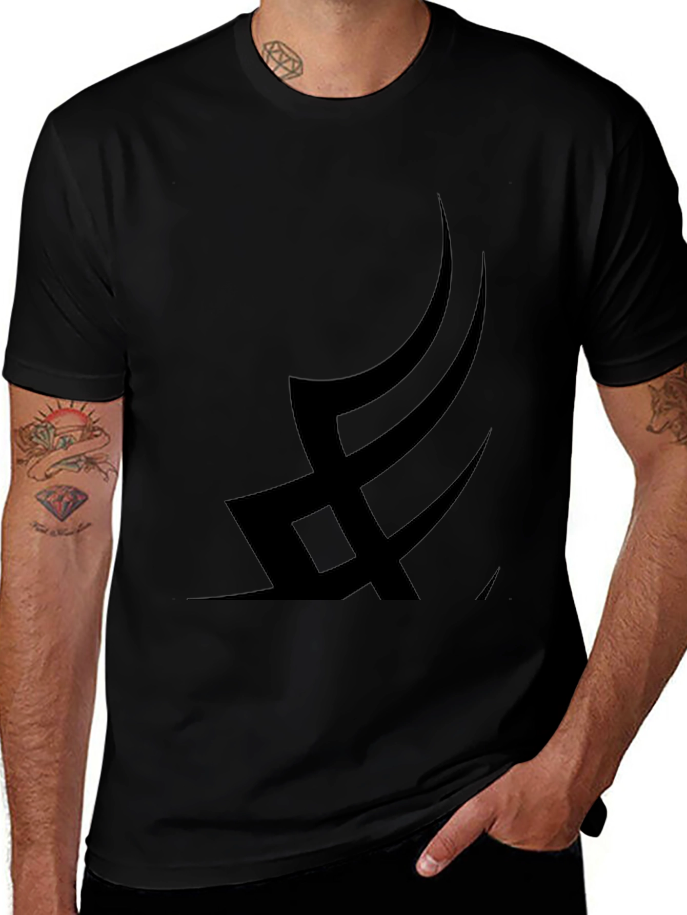Modern Black Graphic Tee - Abstract Design