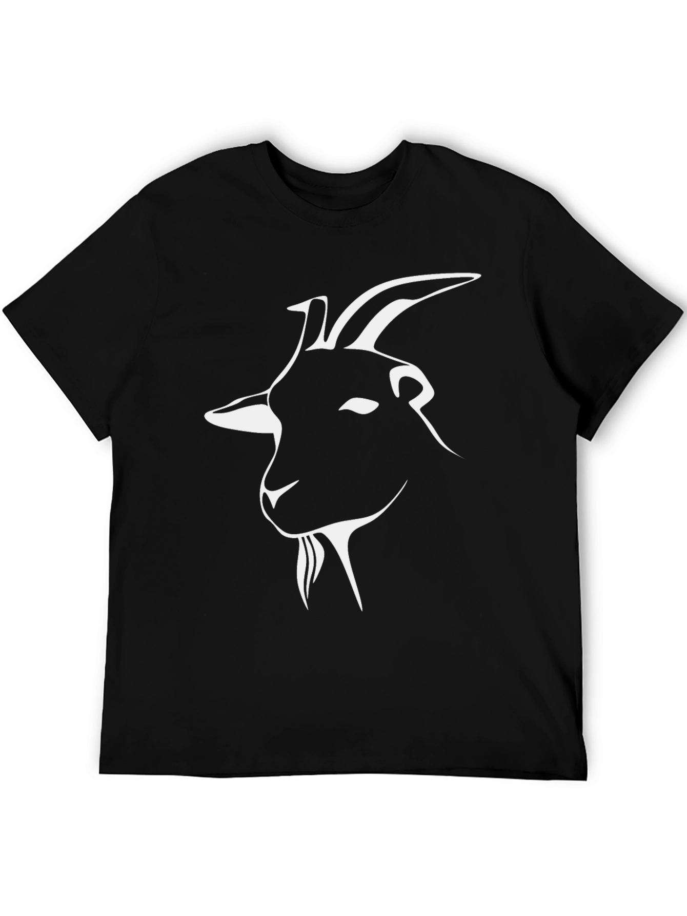 Goat Graphic Tee - Black Cotton Crew Neck