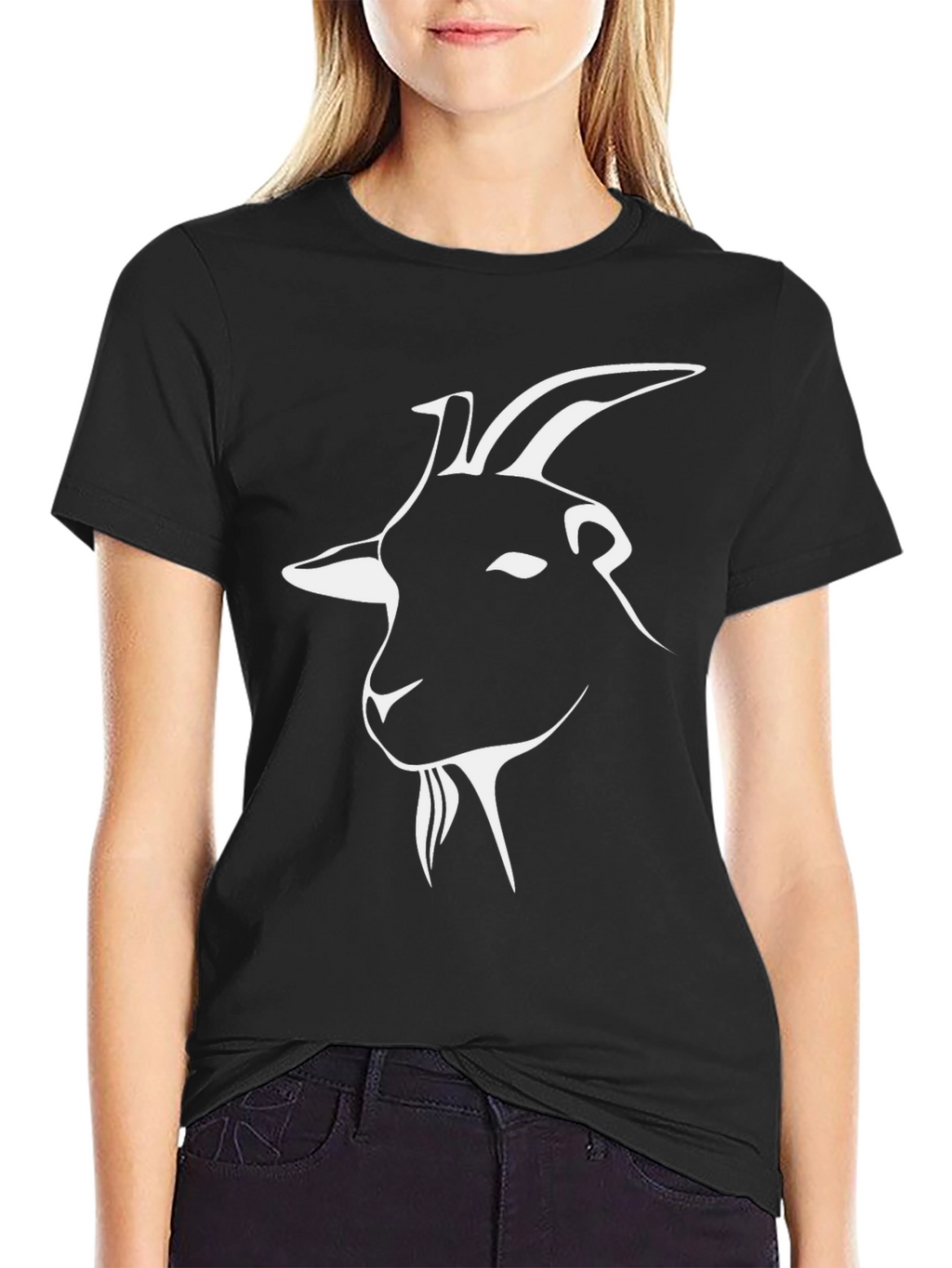 Goat Graphic Tee - Black Cotton Crew Neck