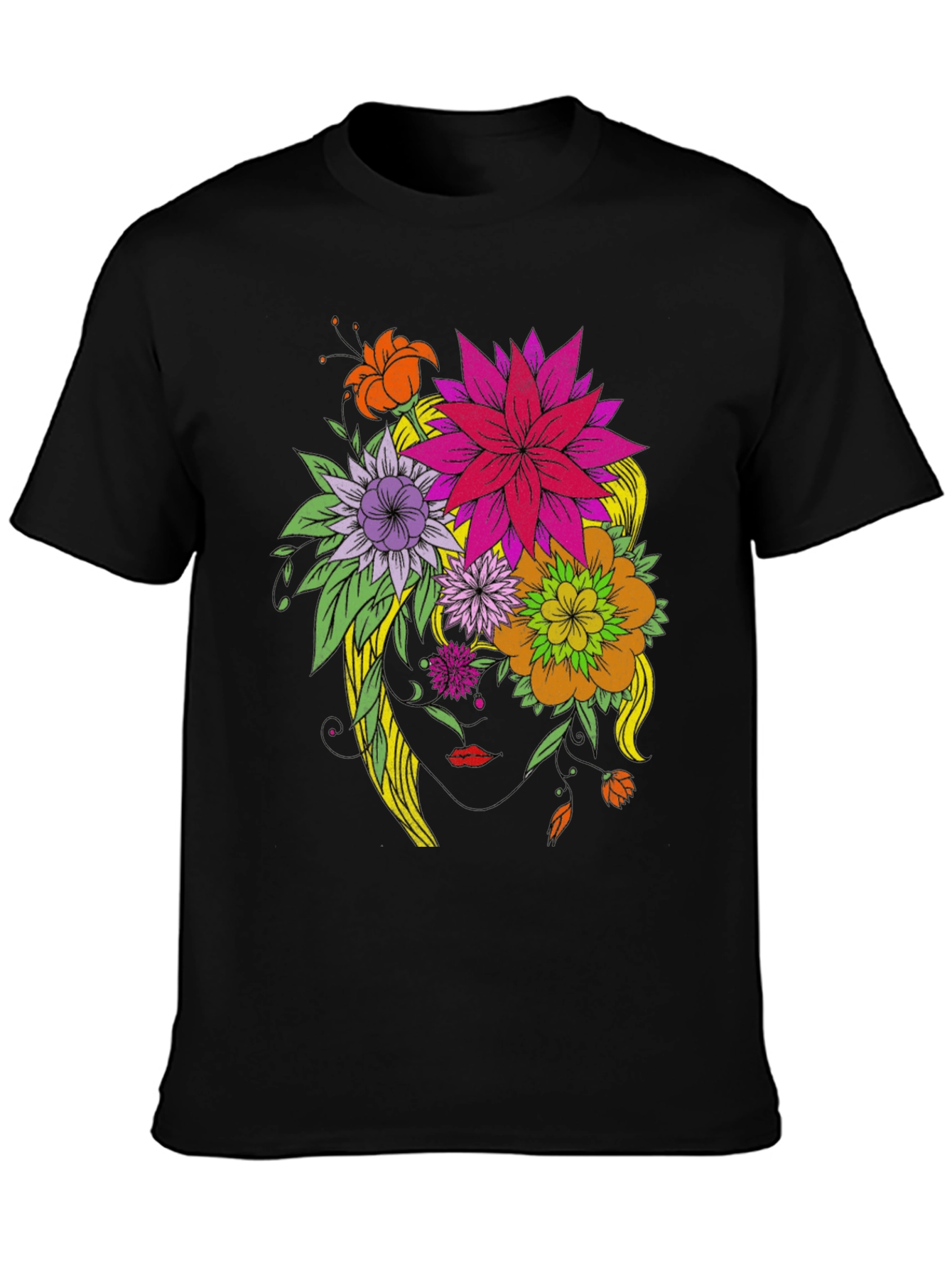 Floral Head T-Shirt - Artistic Graphic Tee