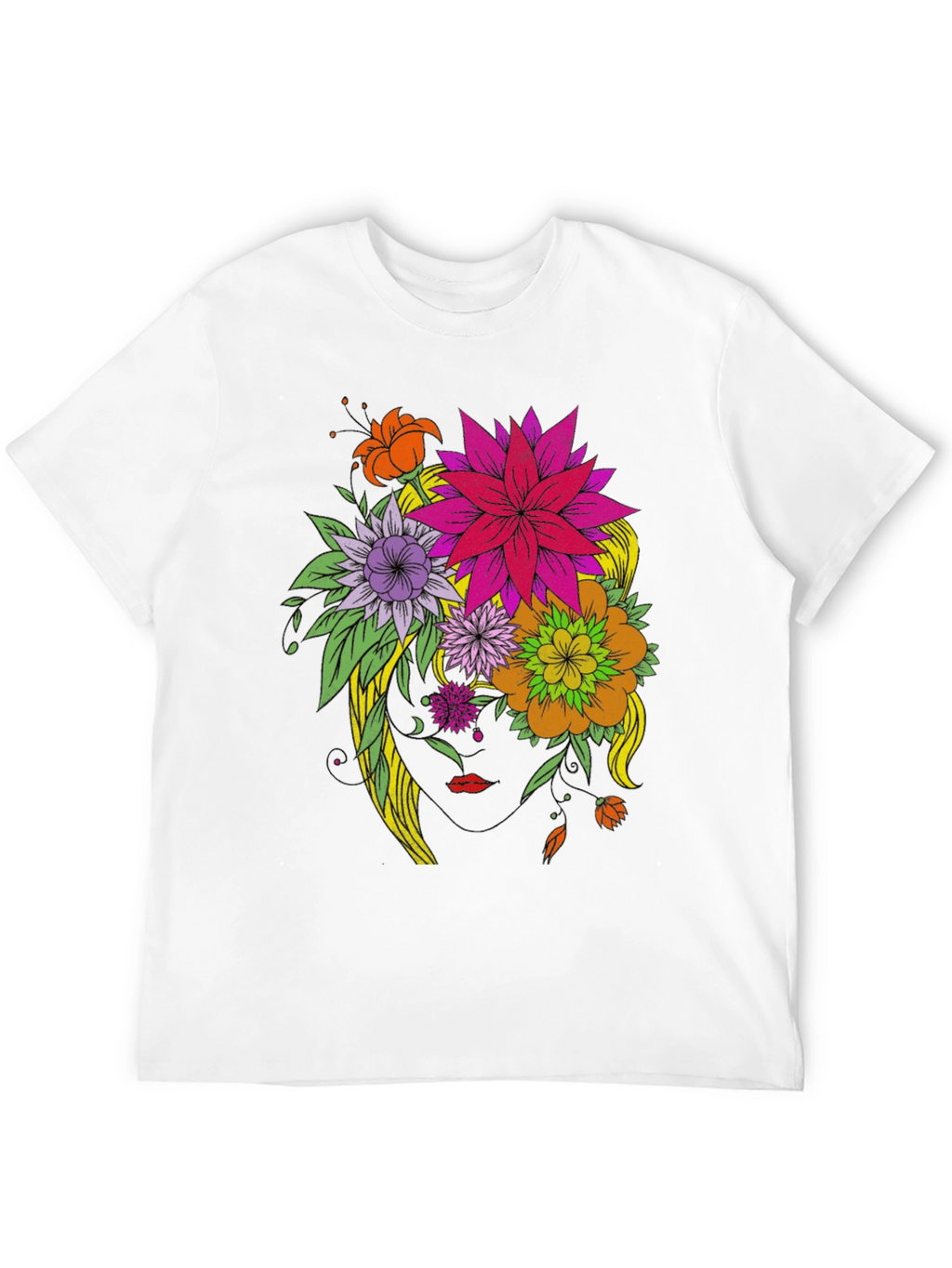 Floral Head T-Shirt - Artistic Graphic Tee