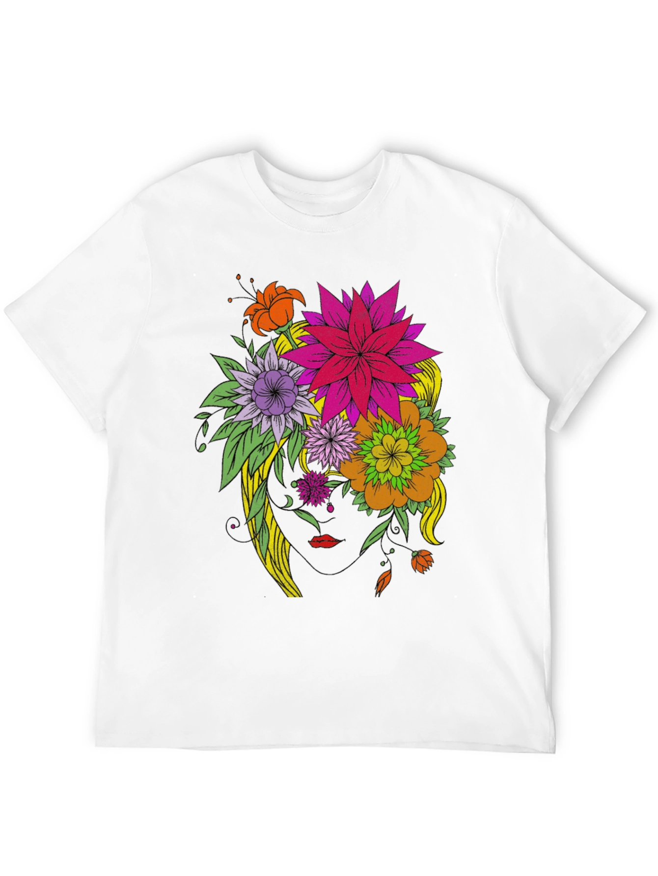 Floral Head T-Shirt - Artistic Graphic Tee