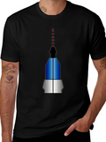 Geometric Rocket Graphic Tee - Black