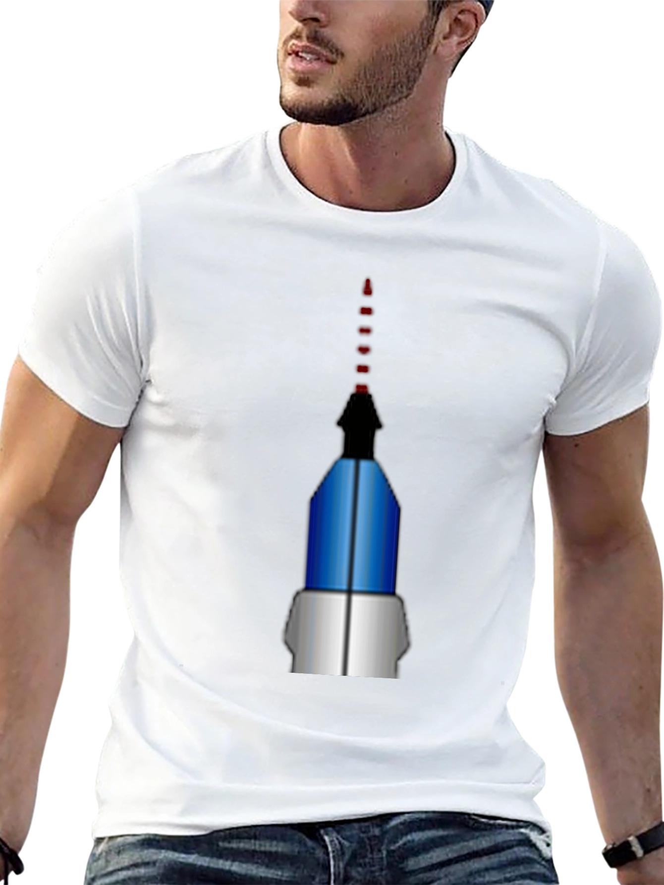 Geometric Rocket Graphic Tee - Black