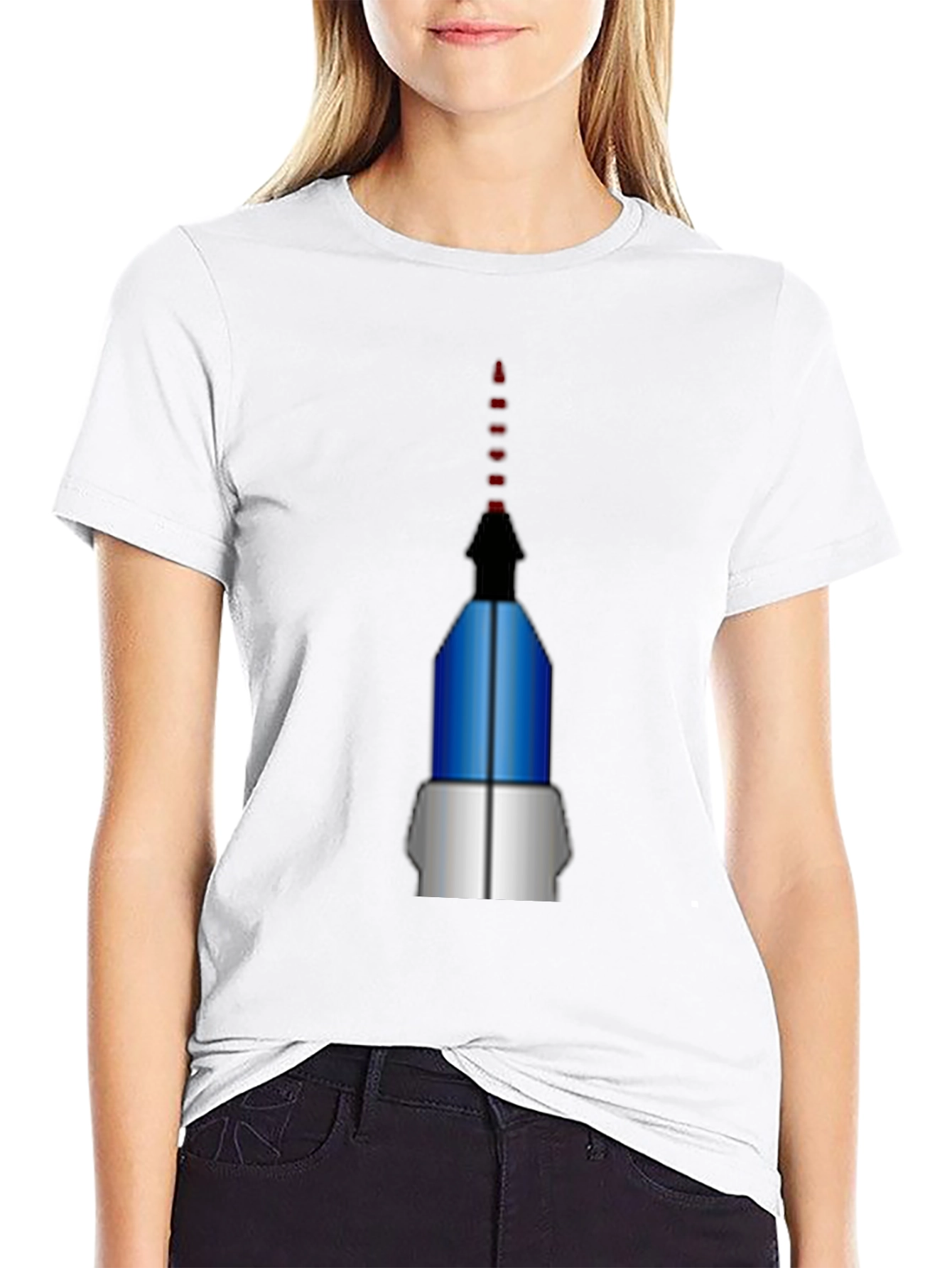 Geometric Rocket Graphic Tee - Black
