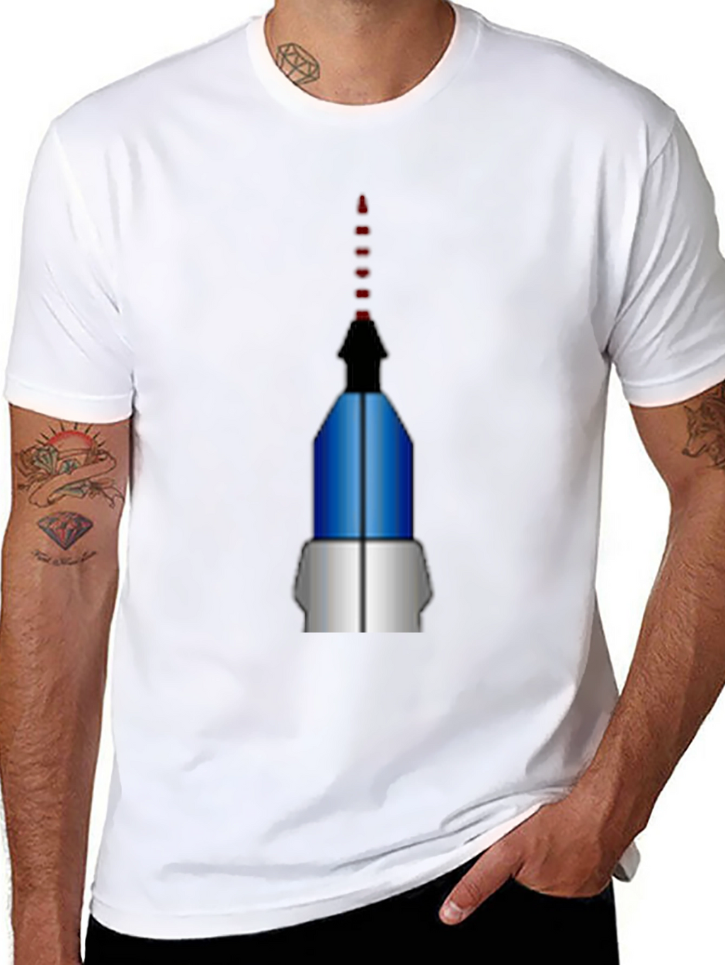 Geometric Rocket Graphic Tee - Black