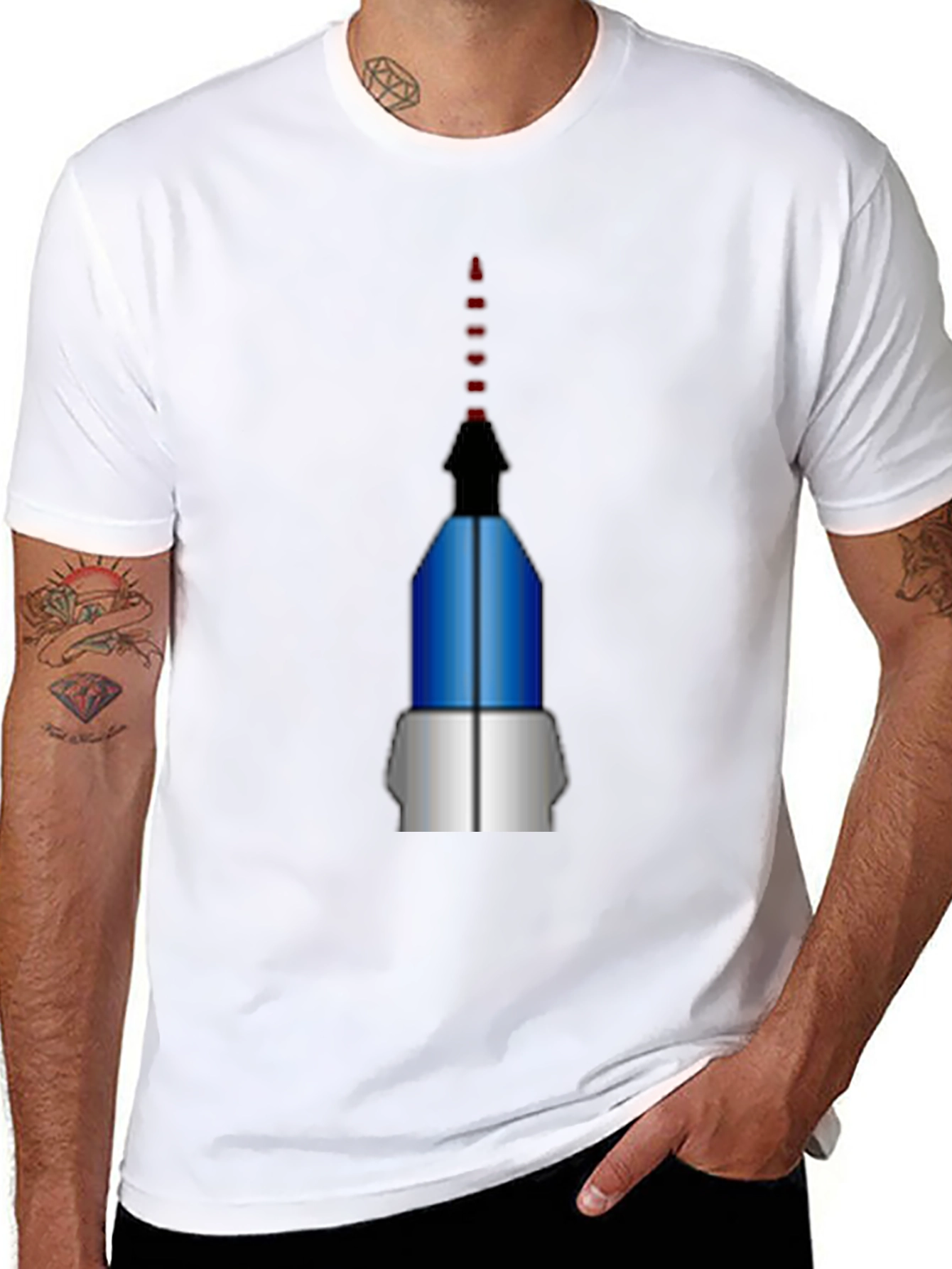 Geometric Rocket Graphic Tee - Black