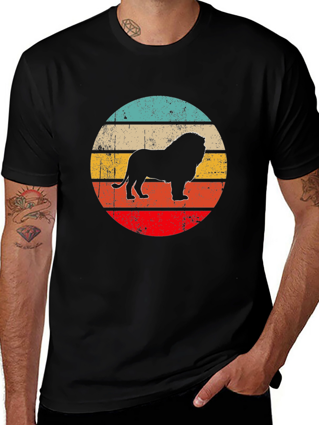 Lion Silhouette Retro Style T-Shirt