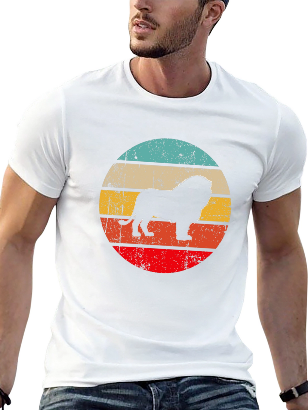 Lion Silhouette Retro Style T-Shirt
