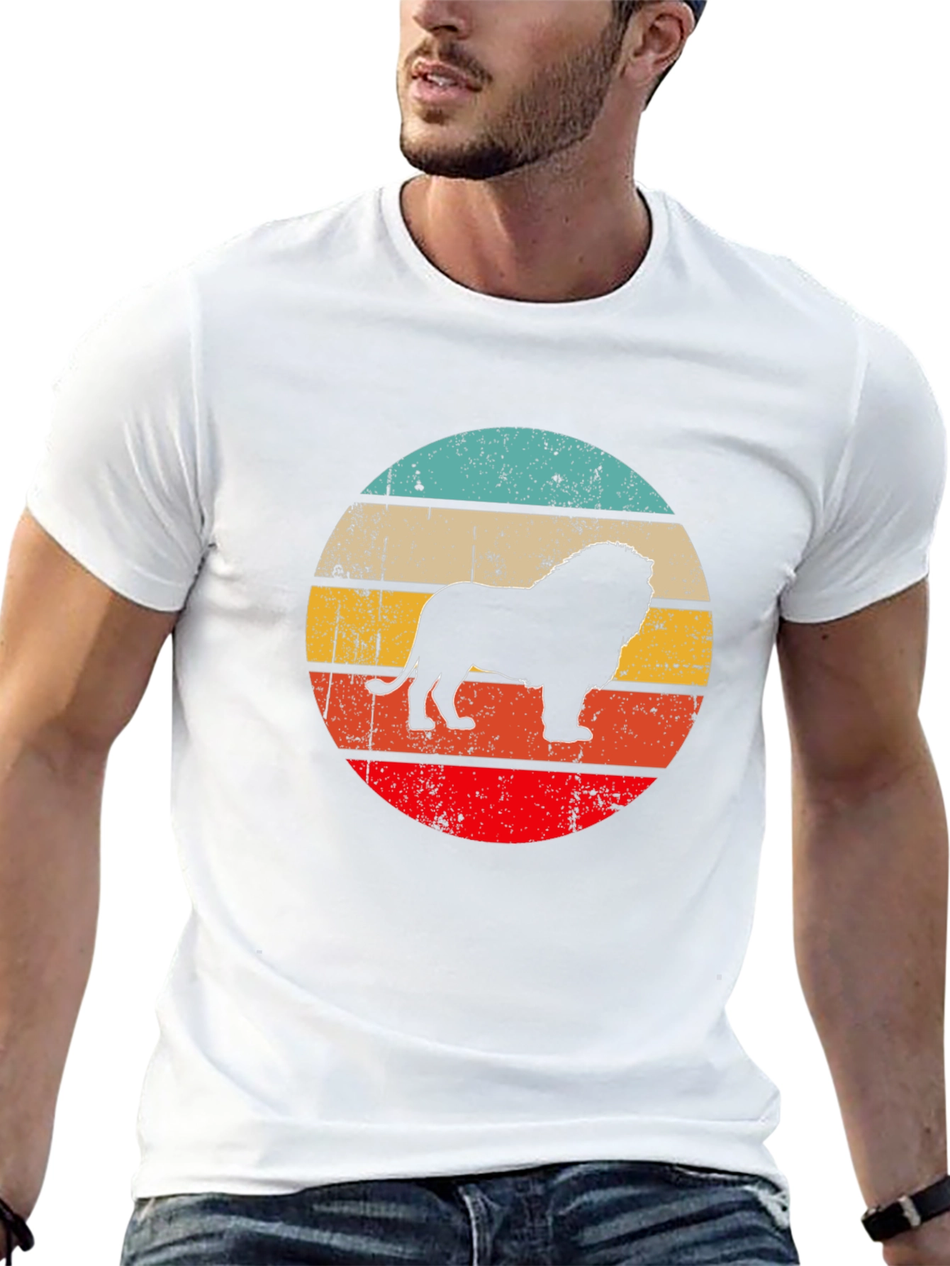 Lion Silhouette Retro Style T-Shirt