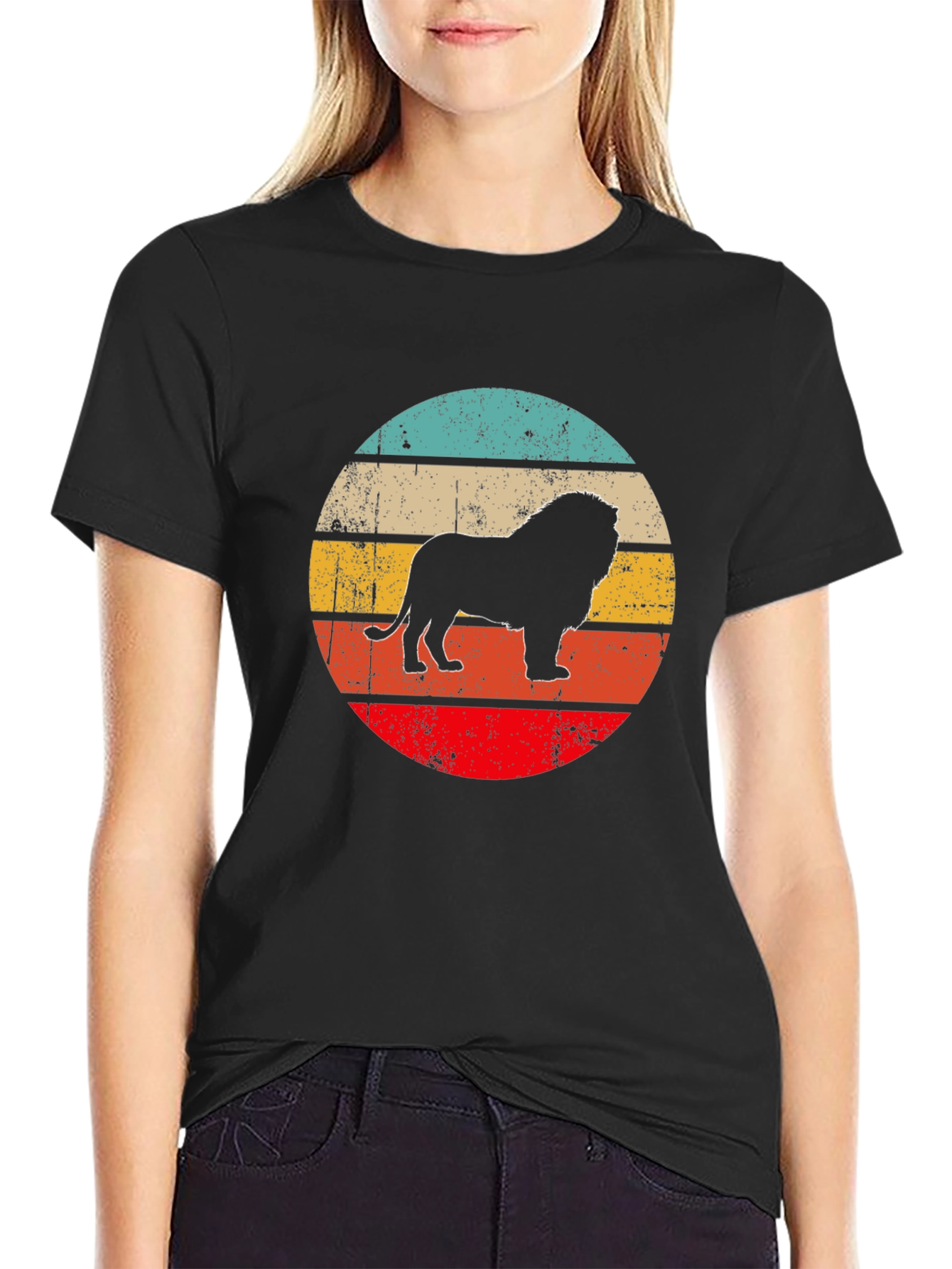 Lion Silhouette Retro Style T-Shirt