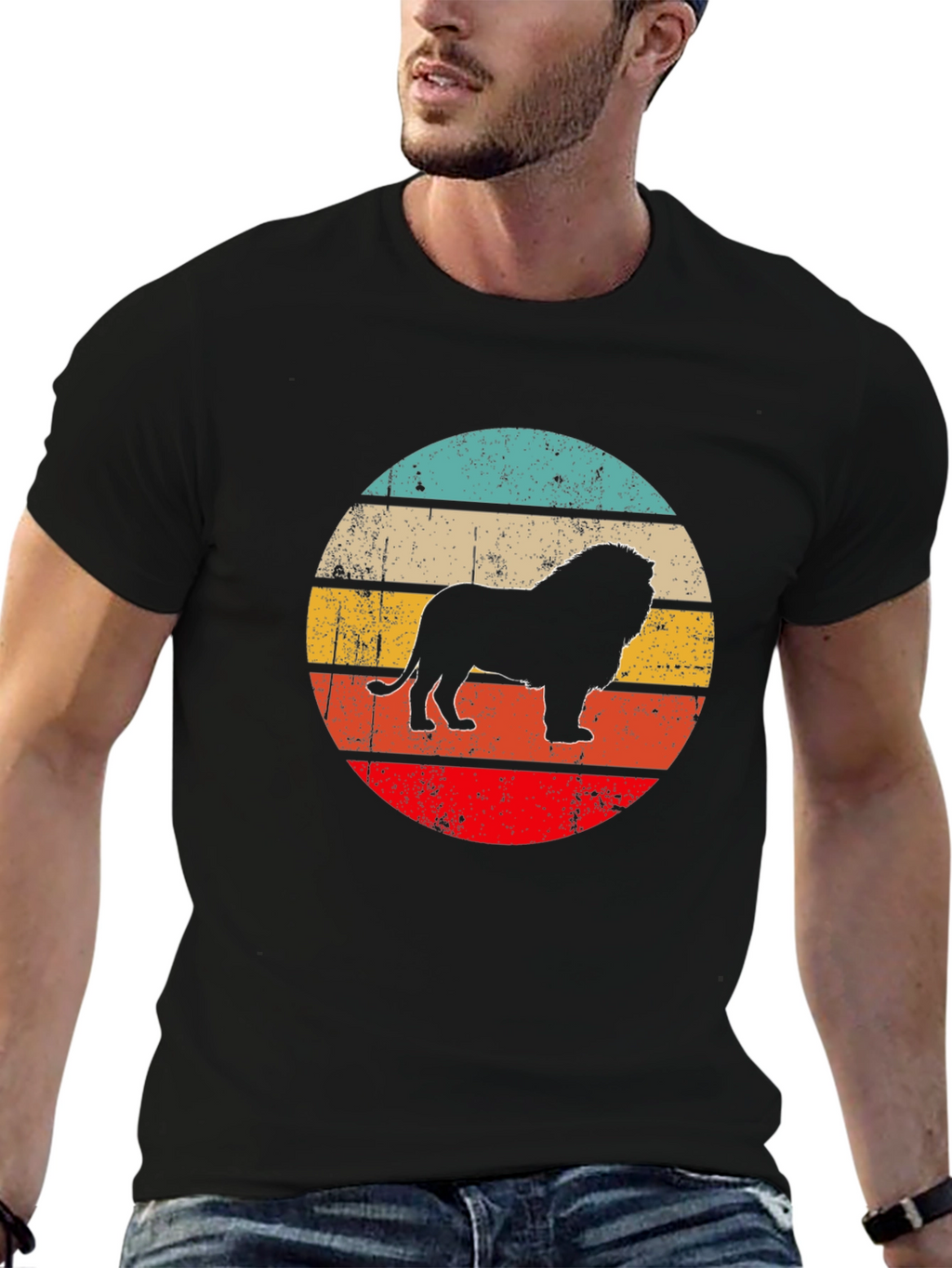 Lion Silhouette Retro Style T-Shirt
