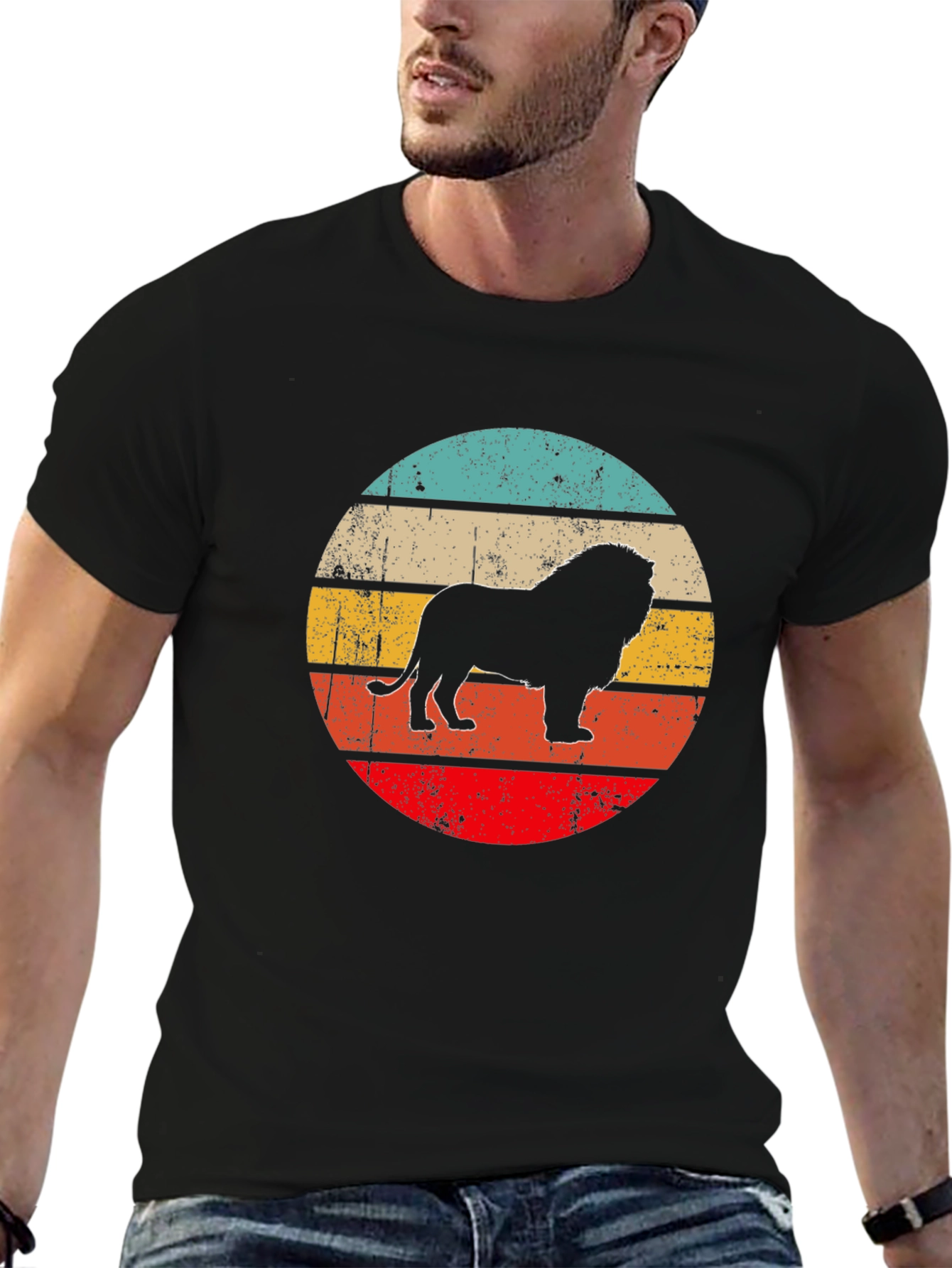 Lion Silhouette Retro Style T-Shirt