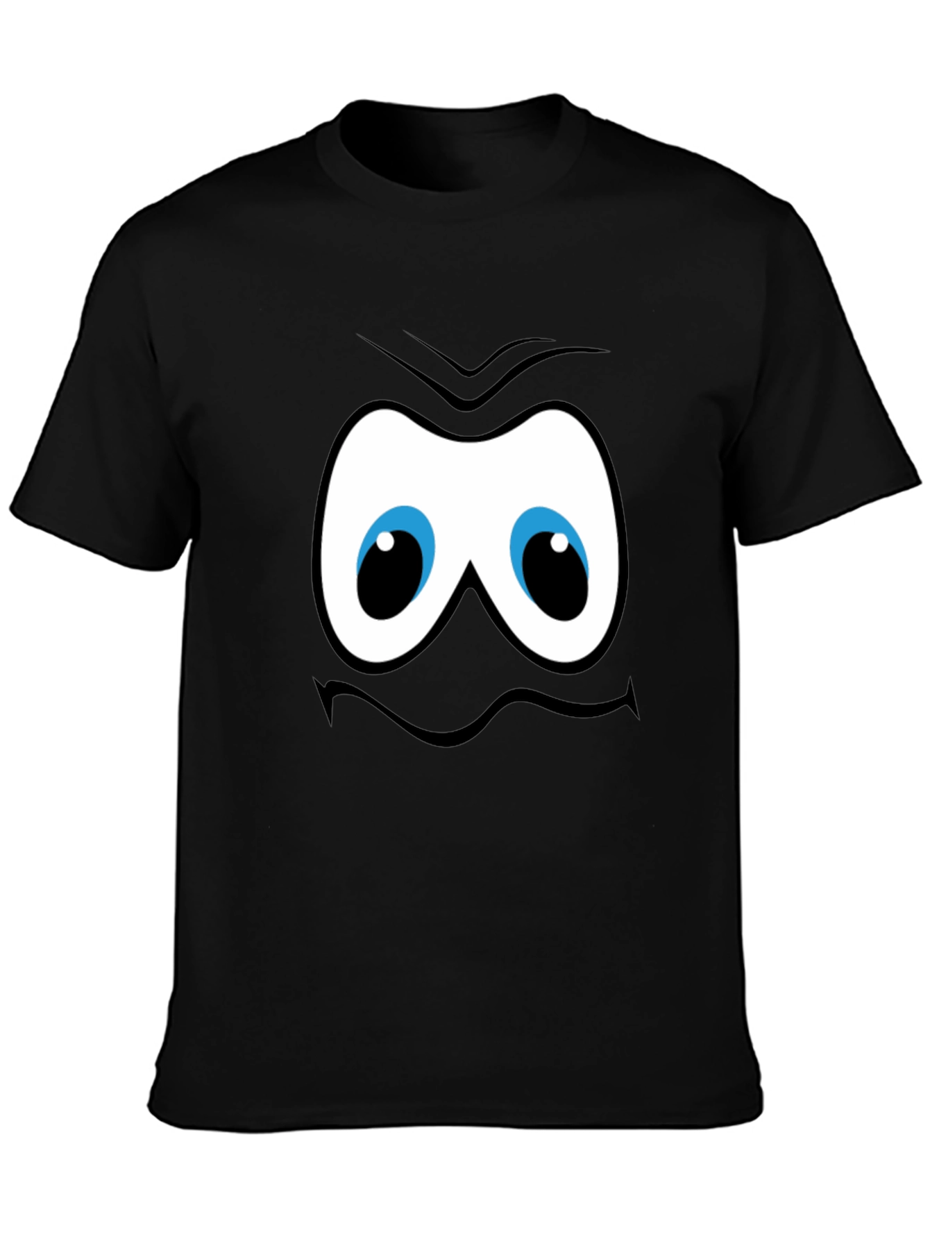 Funny Cartoon Face Graphic Black T-Shirt