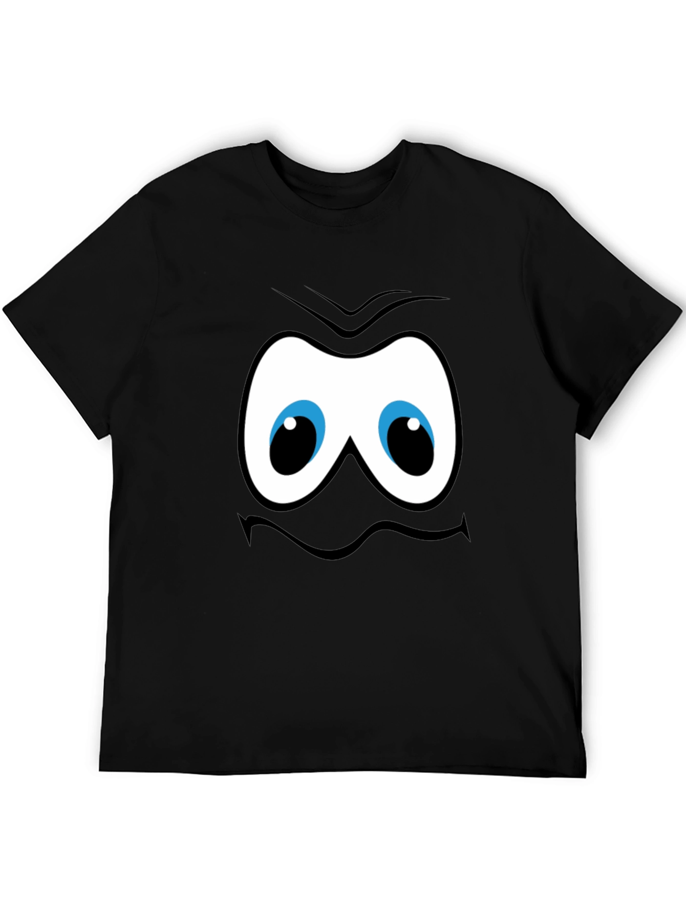 Funny Cartoon Face Graphic Black T-Shirt