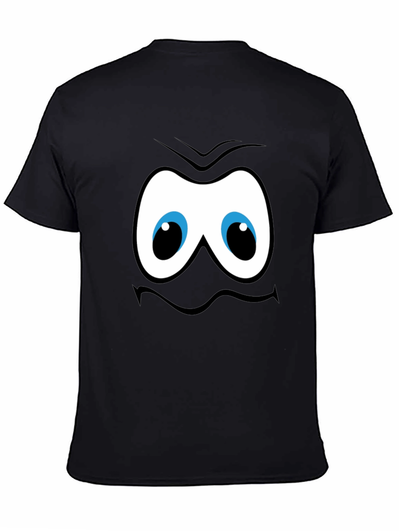 Funny Cartoon Face Graphic Black T-Shirt