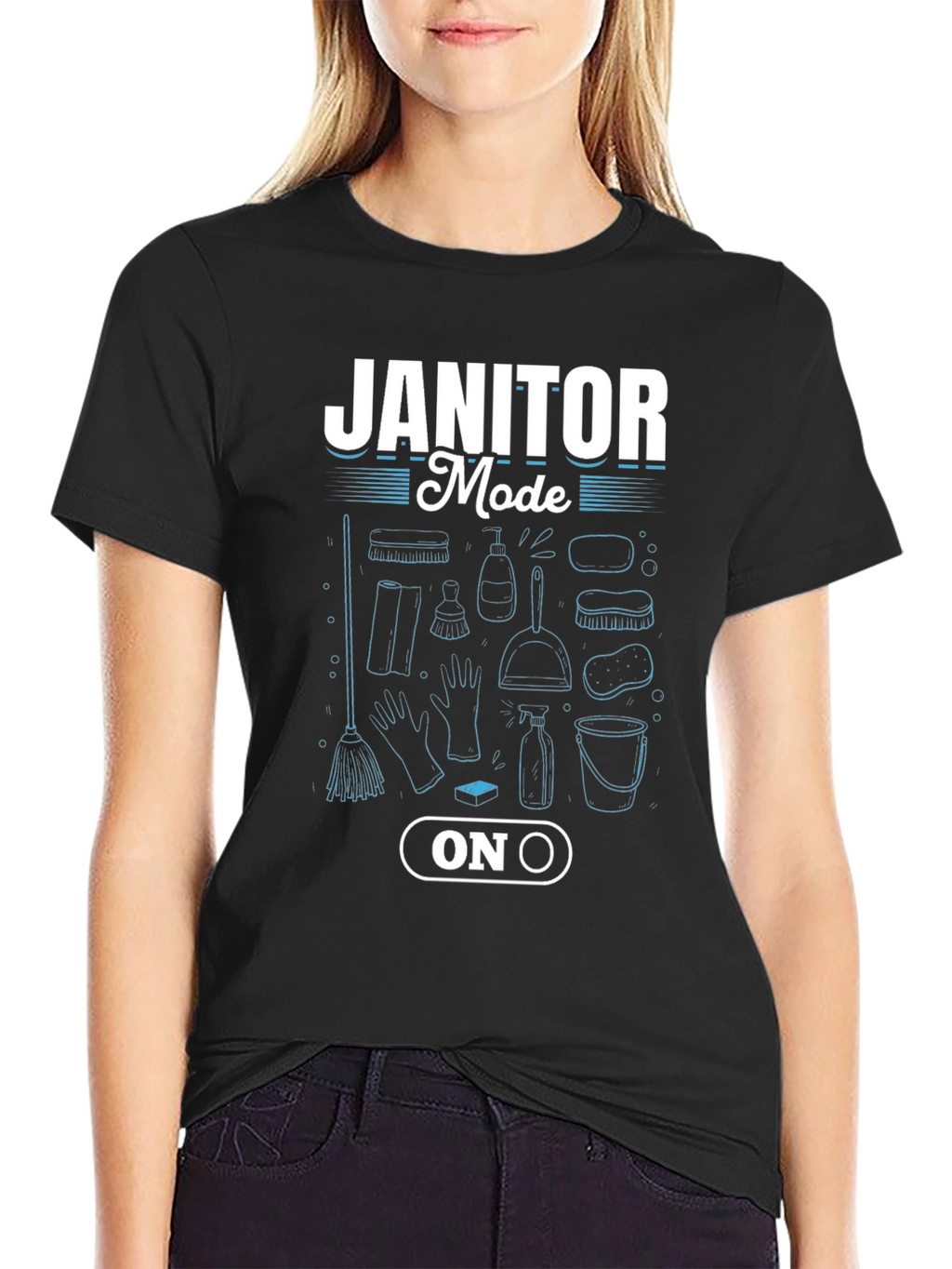 Janitor Mode On Black T-Shirt