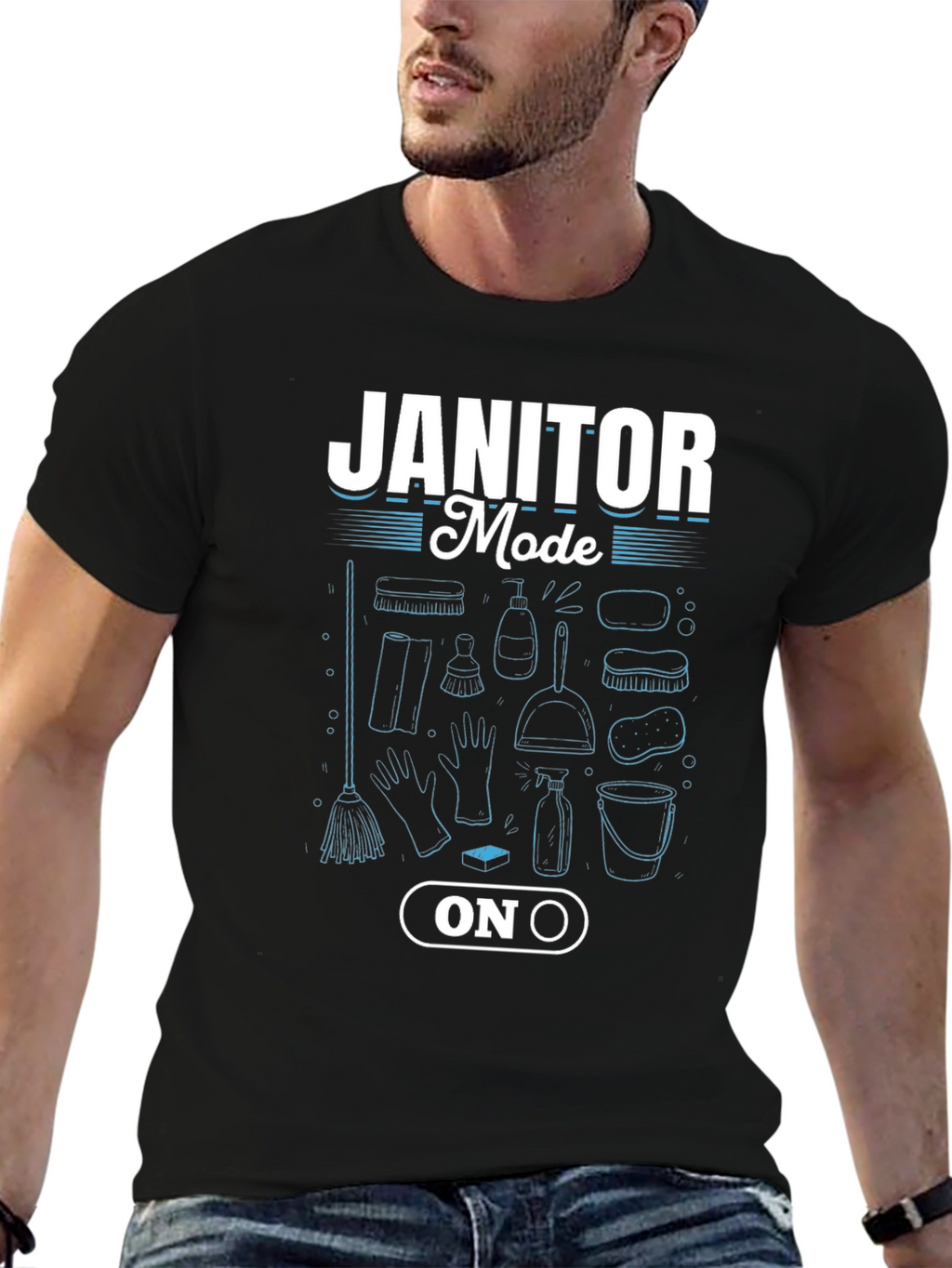 Janitor Mode On Black T-Shirt