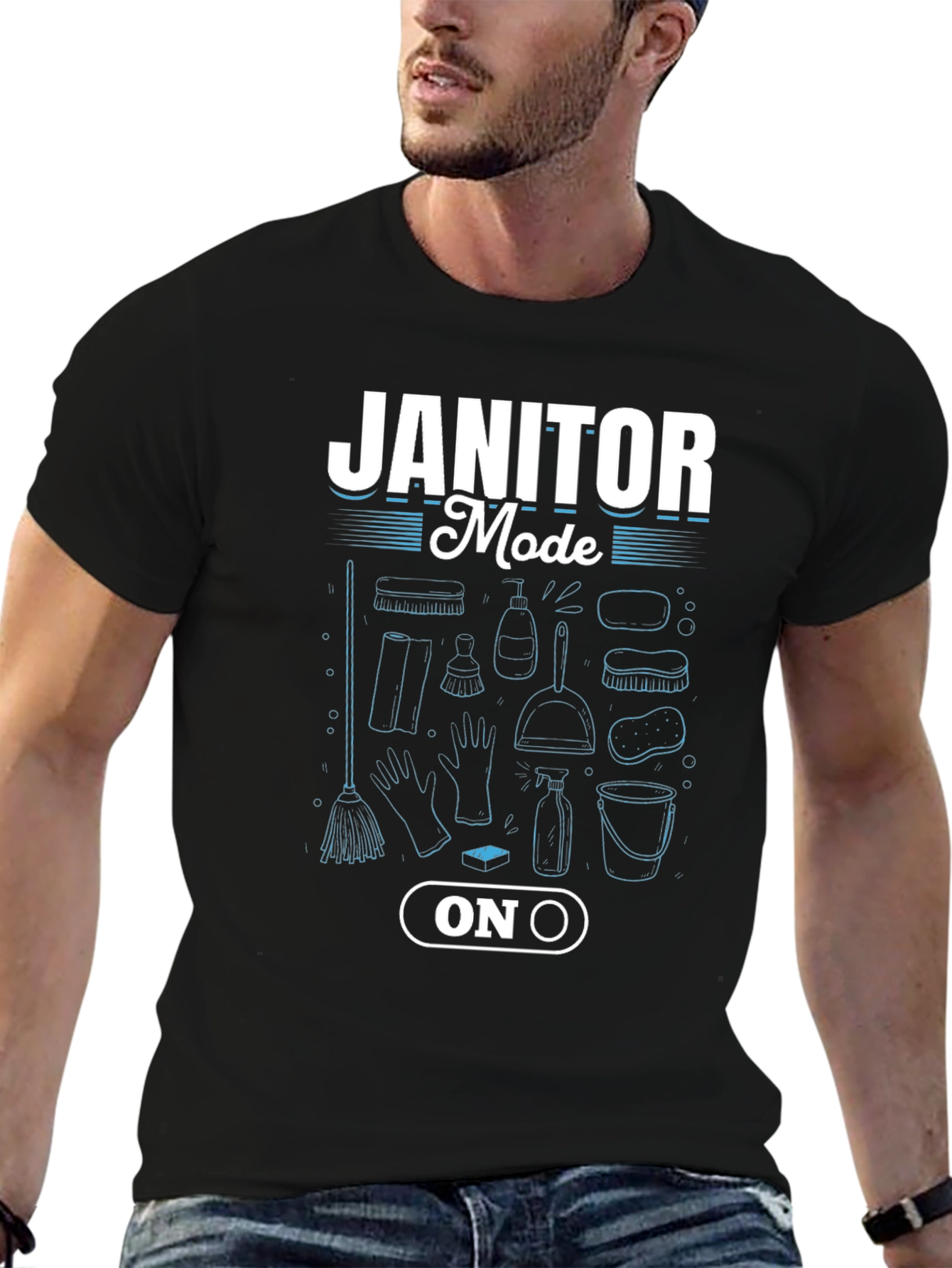 Janitor Mode On Black T-Shirt