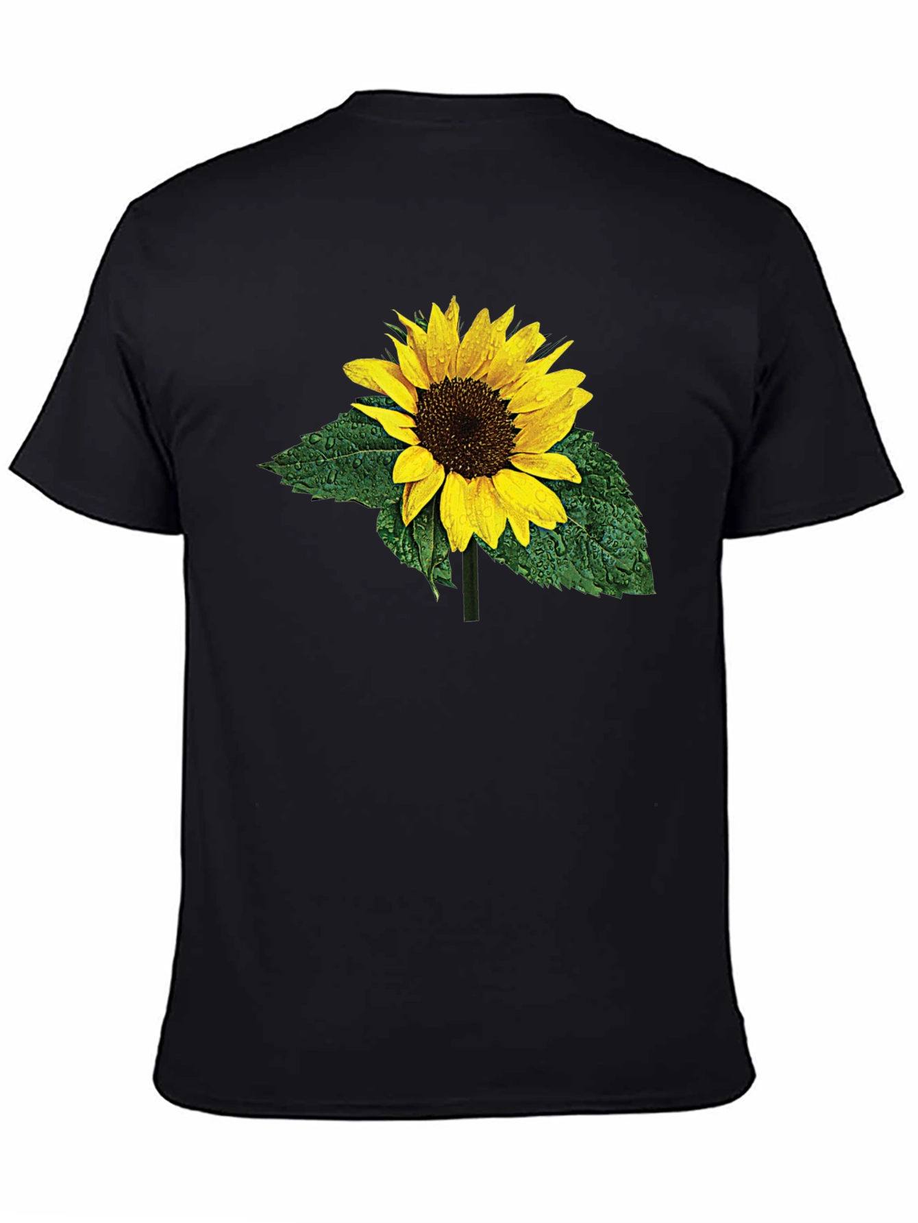 Sunflower Print Black T-Shirt